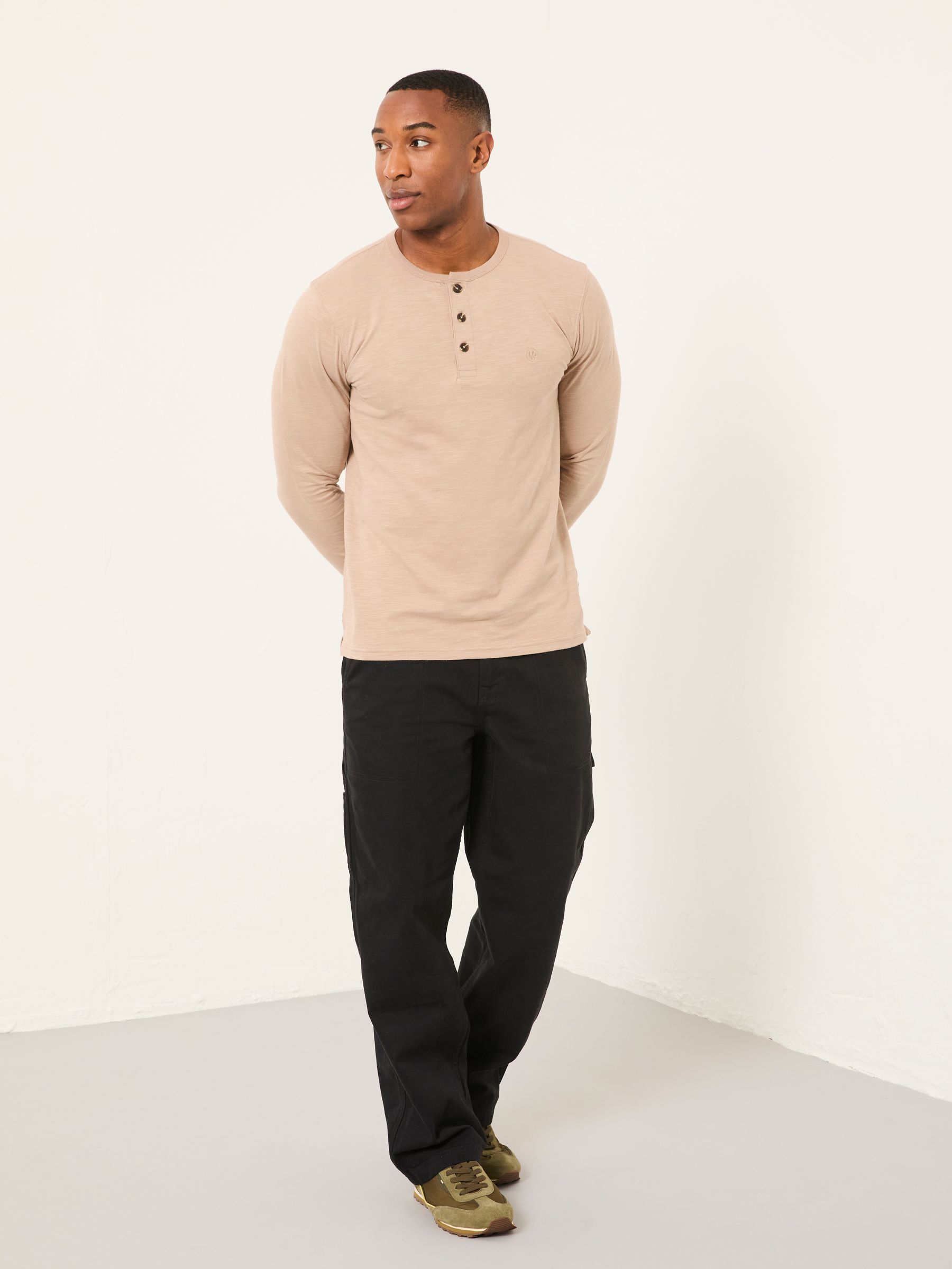 Henley Natural Long Sleeve Woodside Slub - Image 4 of 6