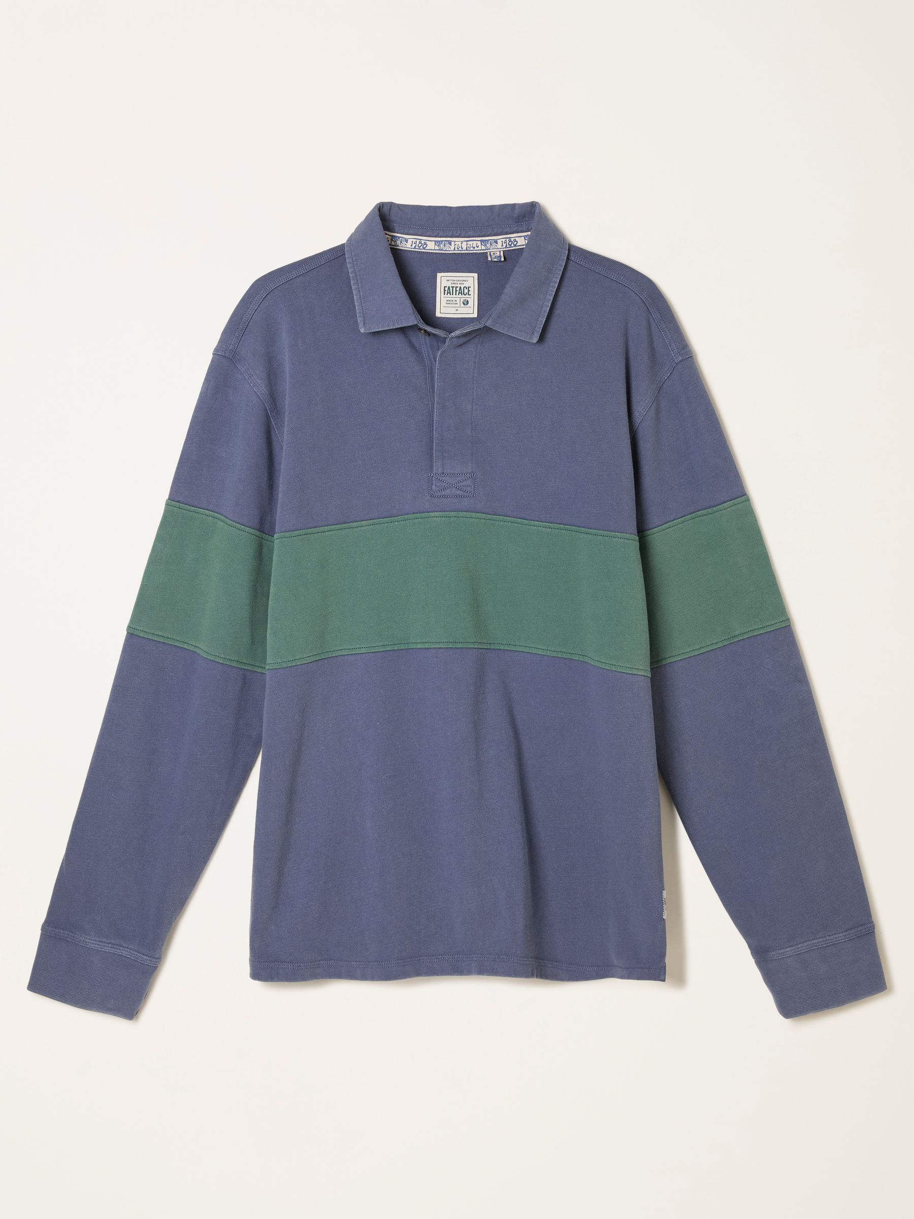 Denim Dark Blue Long Sleeve Rugby Stripe Polo - Image 5 of 5