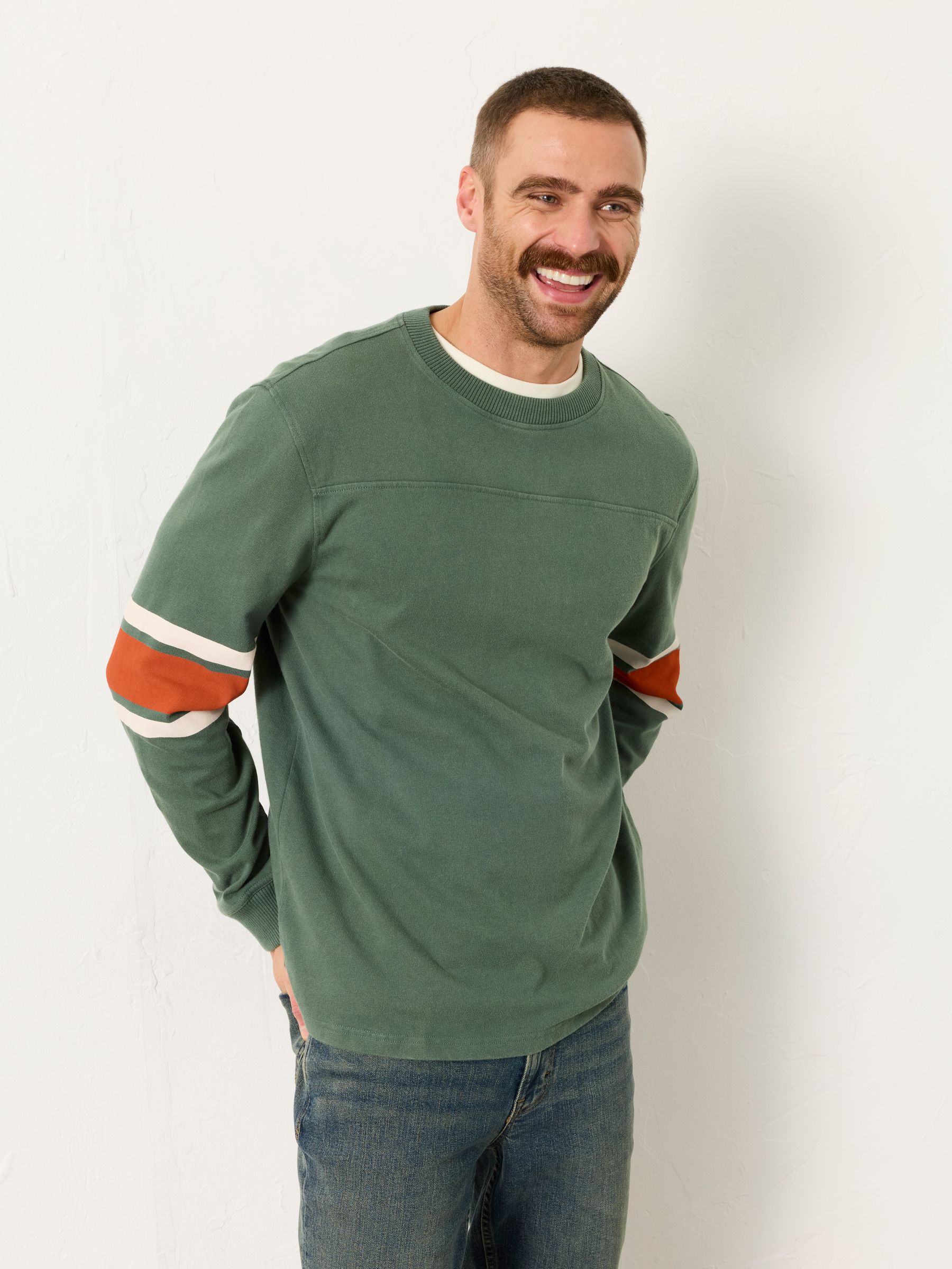 Alton Emerald Green Long Sleeve Relaxed Fit Stripe T-Shirt - Image 1 of 6