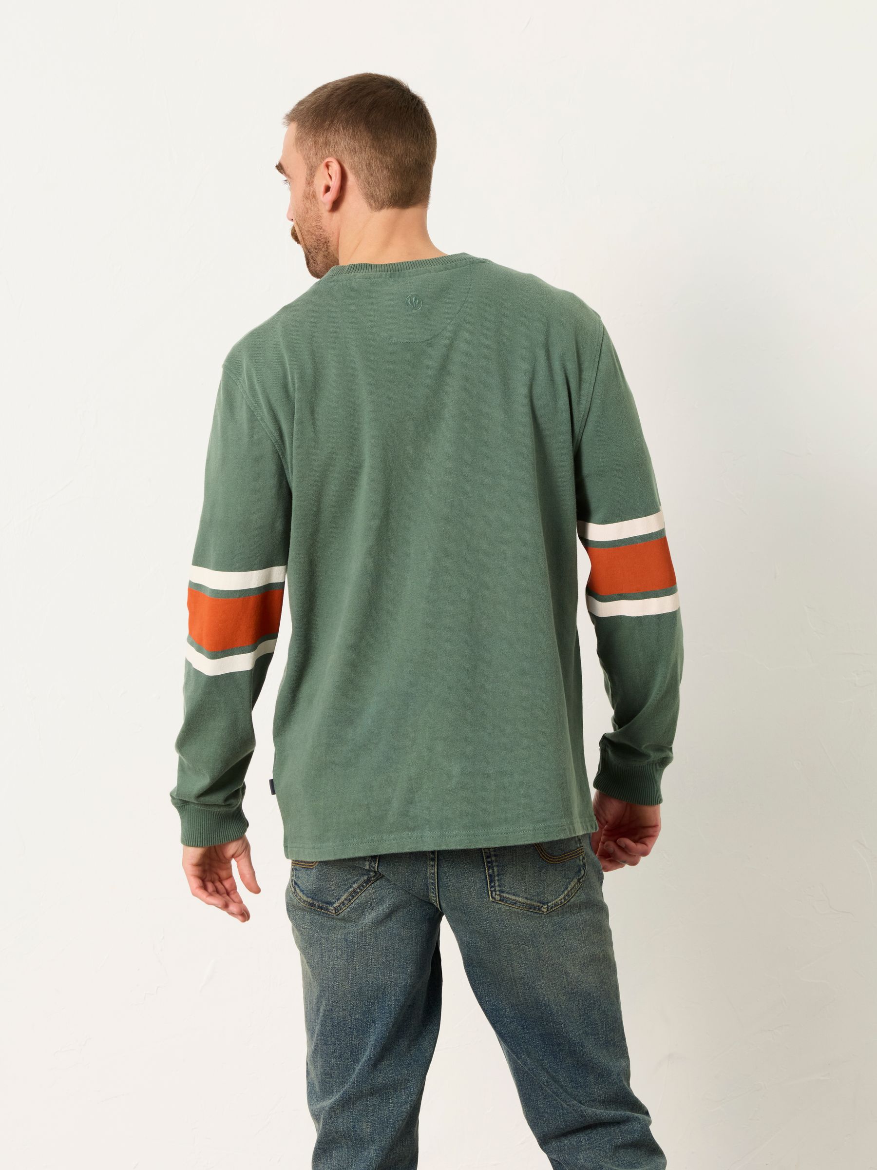 Alton Emerald Green Long Sleeve Relaxed Fit Stripe T-Shirt - Image 2 of 6