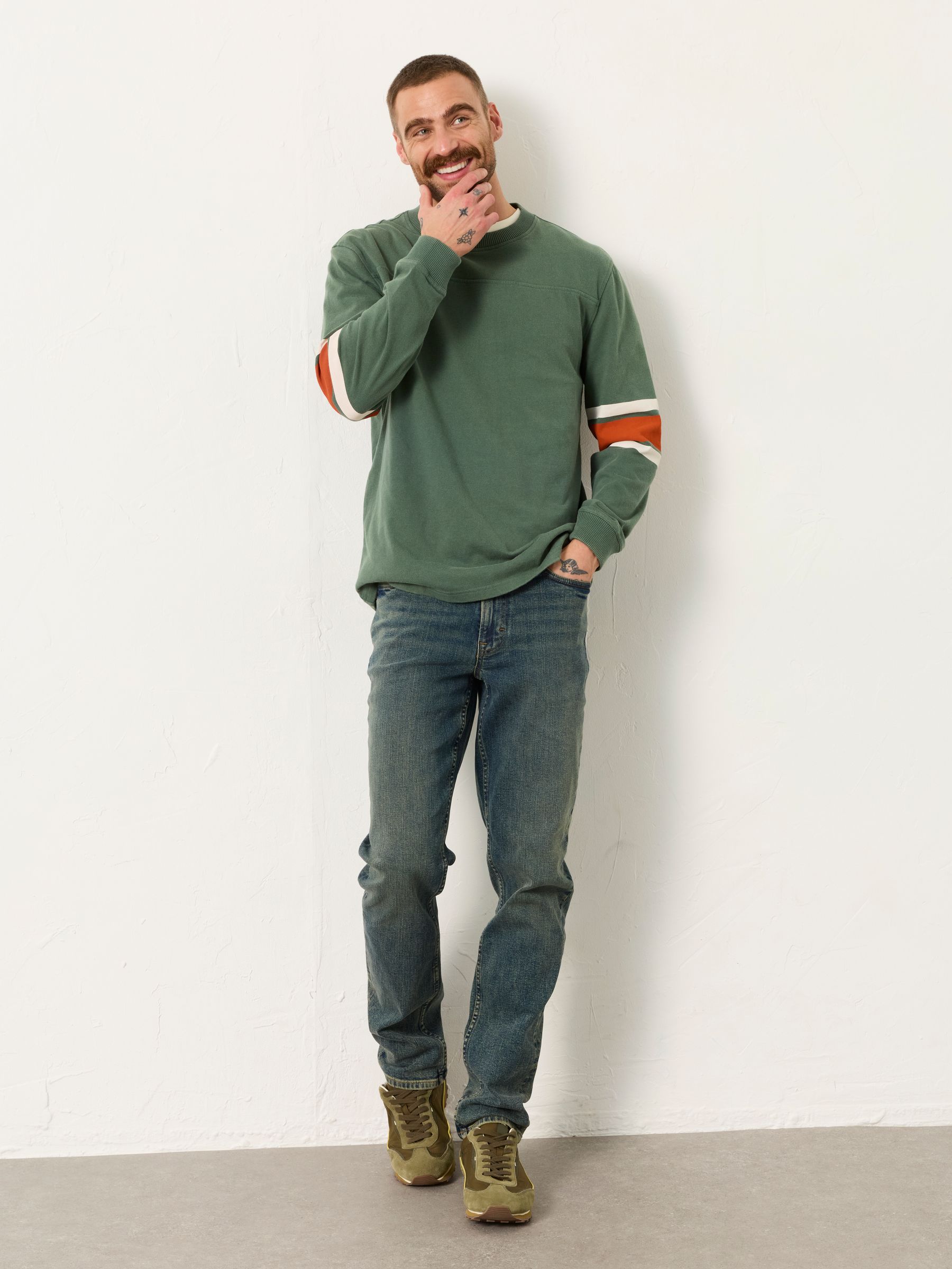 Alton Emerald Green Long Sleeve Relaxed Fit Stripe T-Shirt - Image 3 of 6