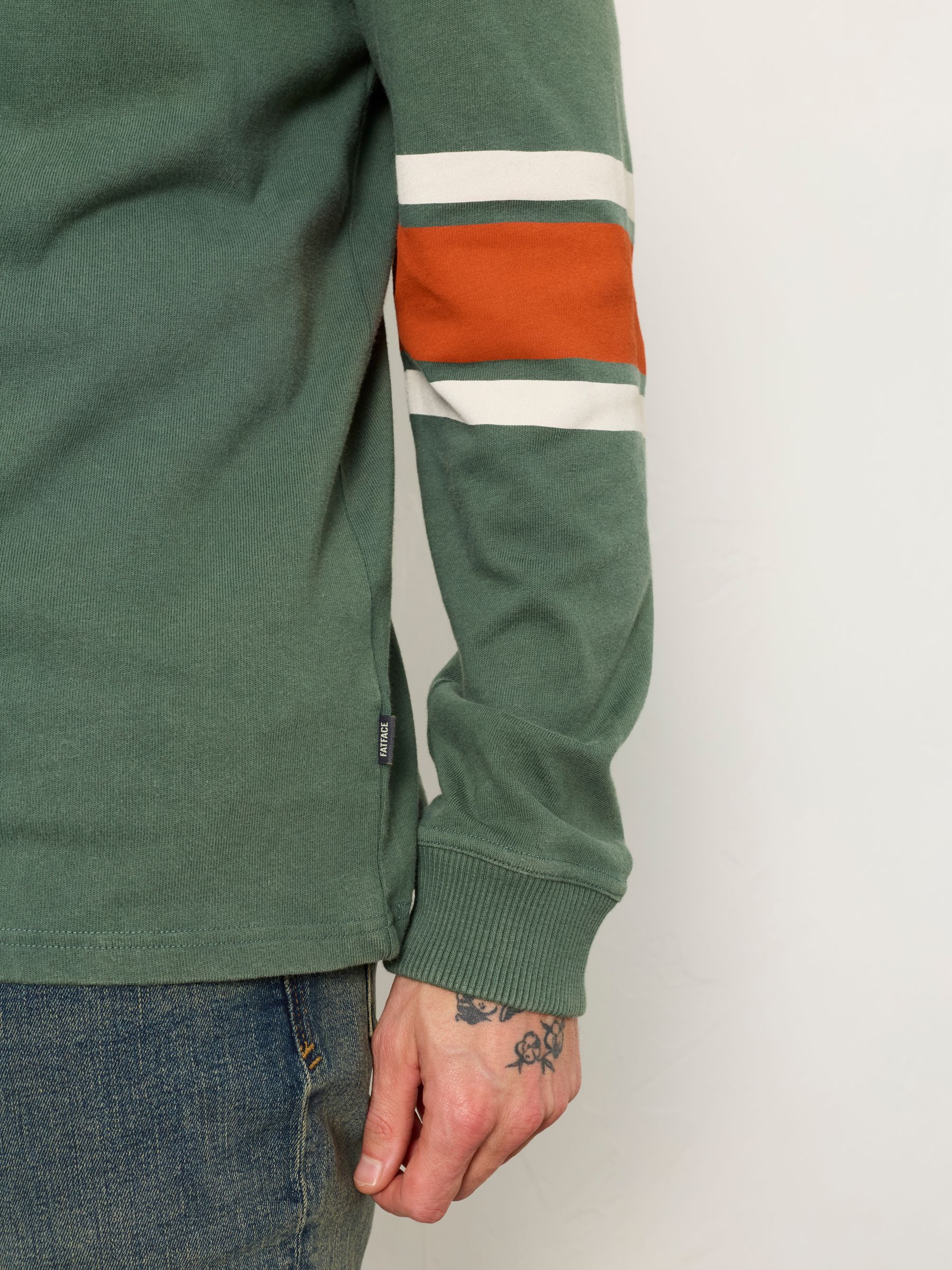 Alton Emerald Green Long Sleeve Relaxed Fit Stripe T-Shirt - Image 5 of 6