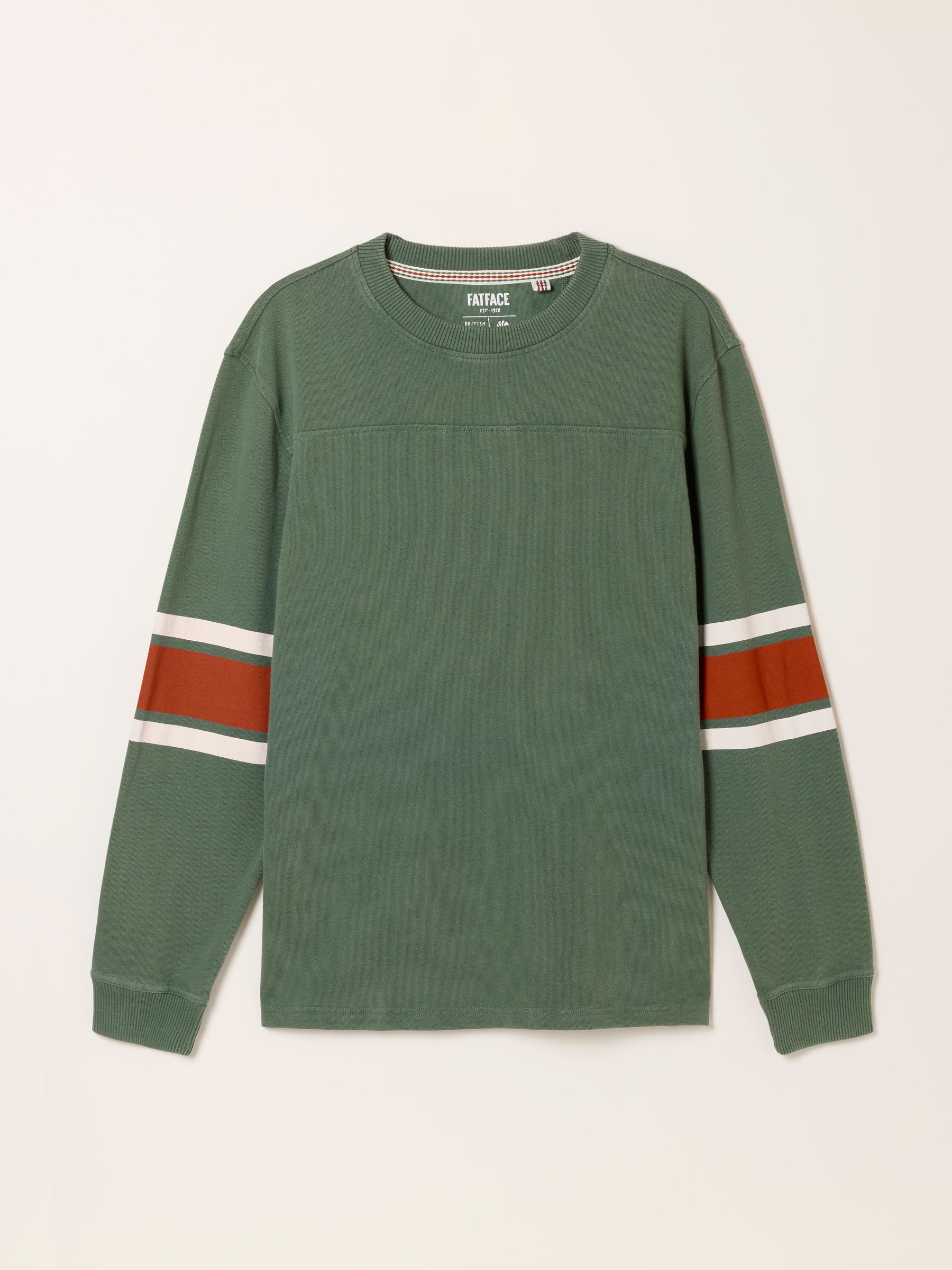 Alton Emerald Green Long Sleeve Relaxed Fit Stripe T-Shirt - Image 6 of 6