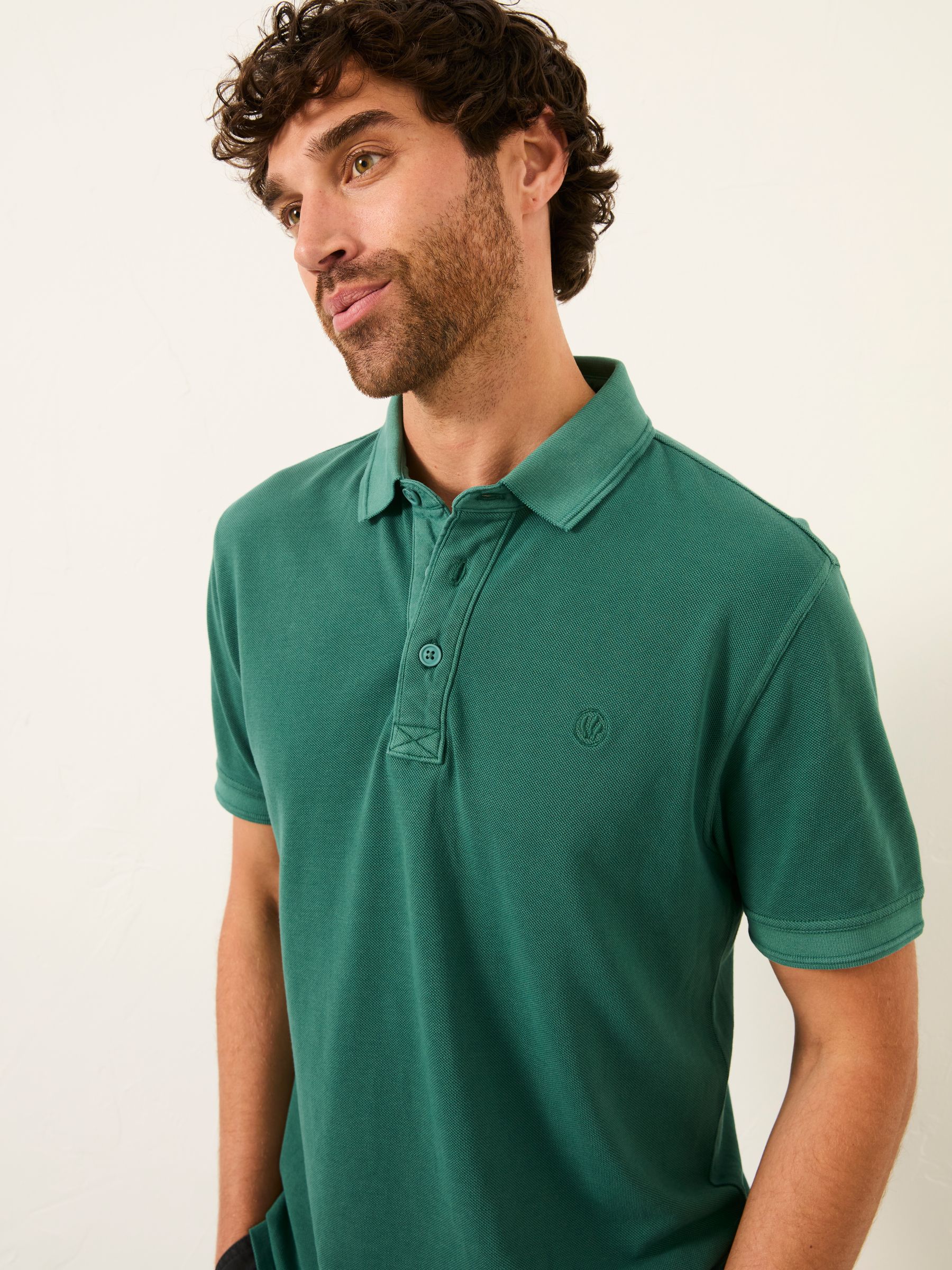 FatFace - Jade Green Short Sleeve Pique Polo Shirt FatFace - Jade Green Short Sleeve Pique Polo Shirt