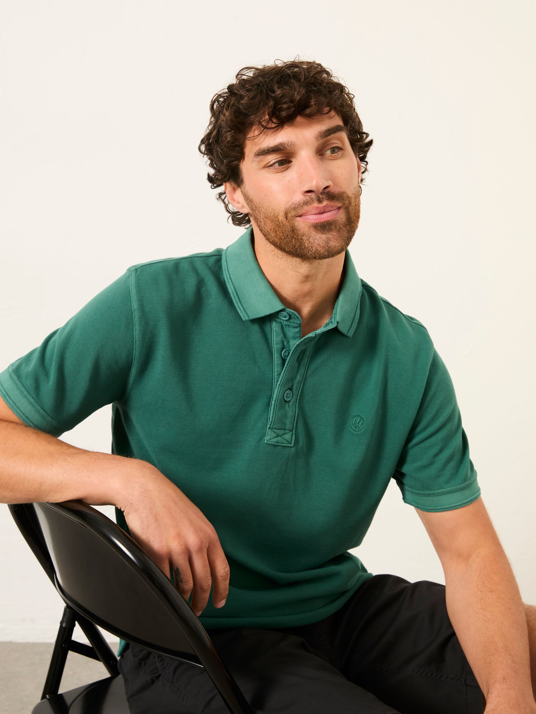 FatFace - Jade Green Short Sleeve Pique Polo Shirt