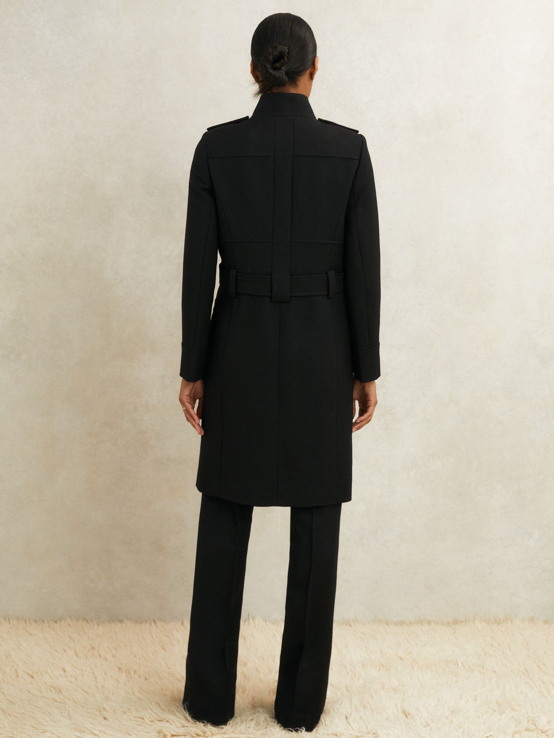 Atelier Wool Belted Long Coat in Black - Image 4 of 6