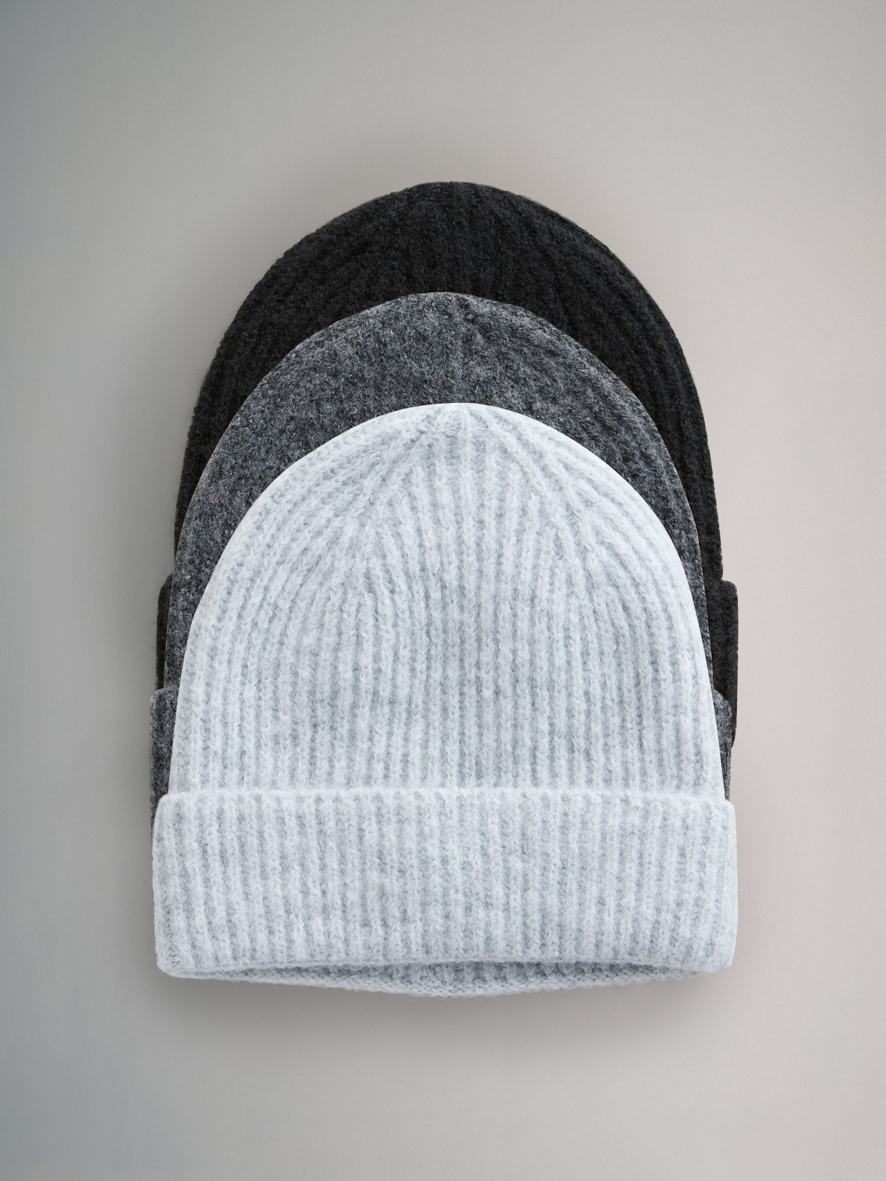 3 Pack Beanies Black/Grey Marl/Charcoal Grey - Image 1 of 6