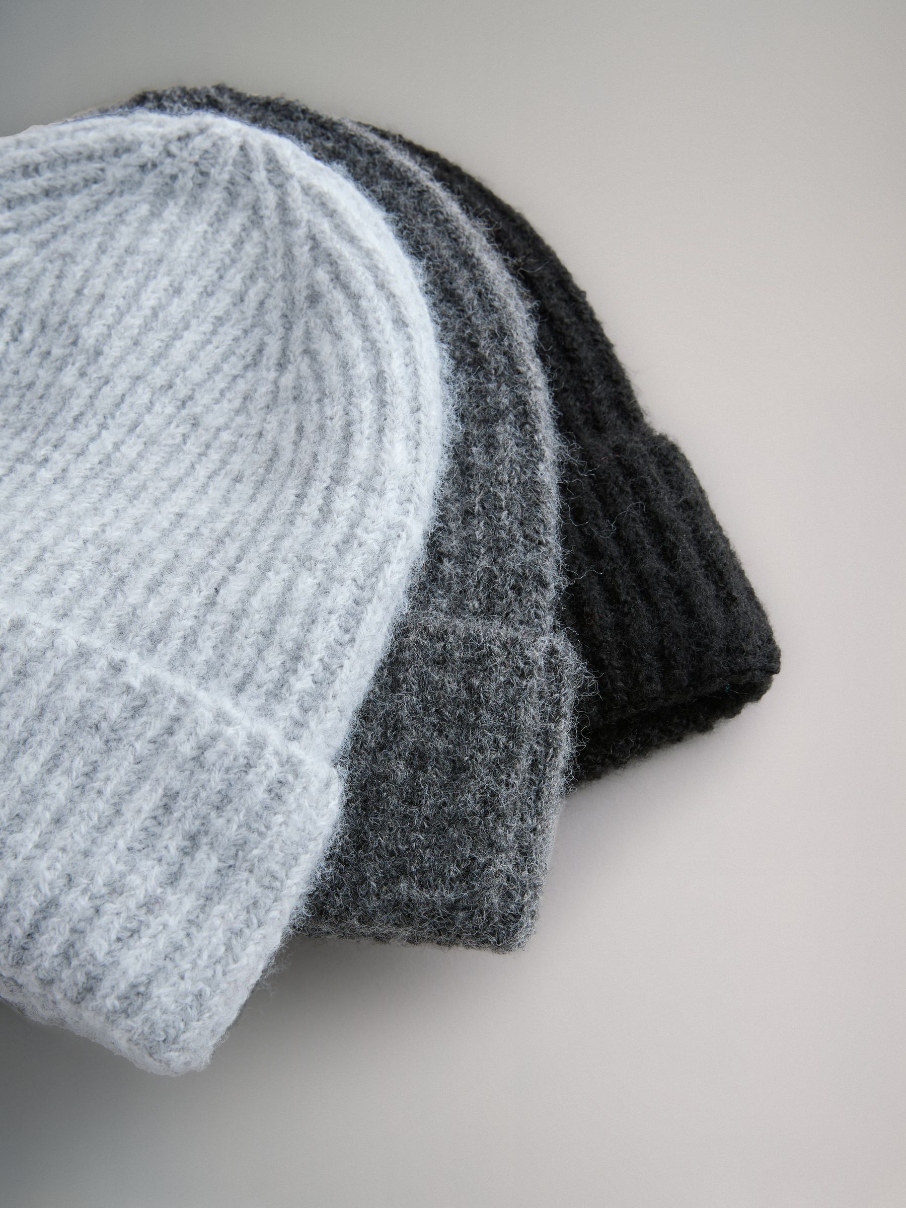 3 Pack Beanies Black/Grey Marl/Charcoal Grey - Image 6 of 6