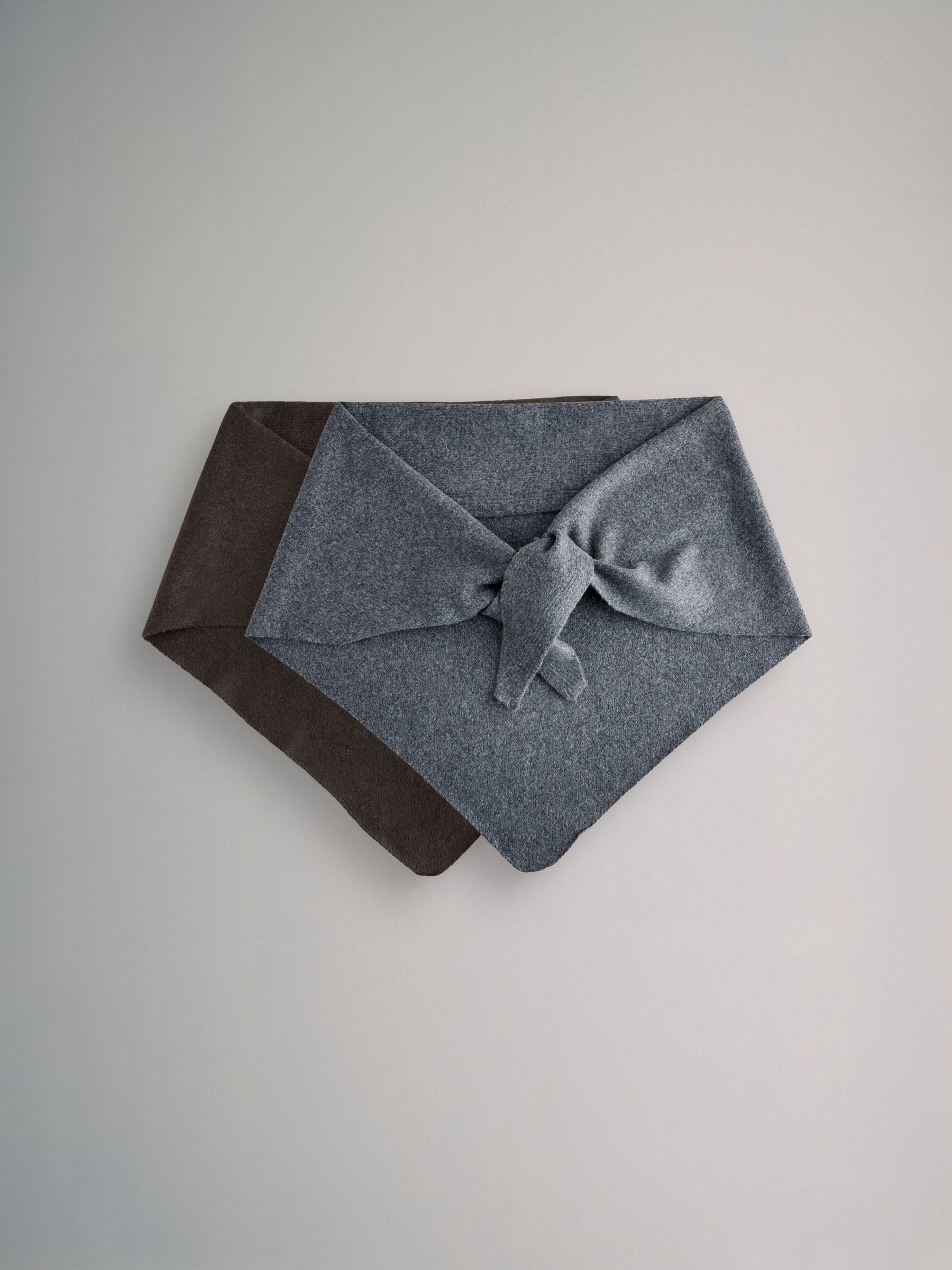 Charocal Grey/Chocolate Brown 2 Pack Triangle Scarfs - Image 2 of 6