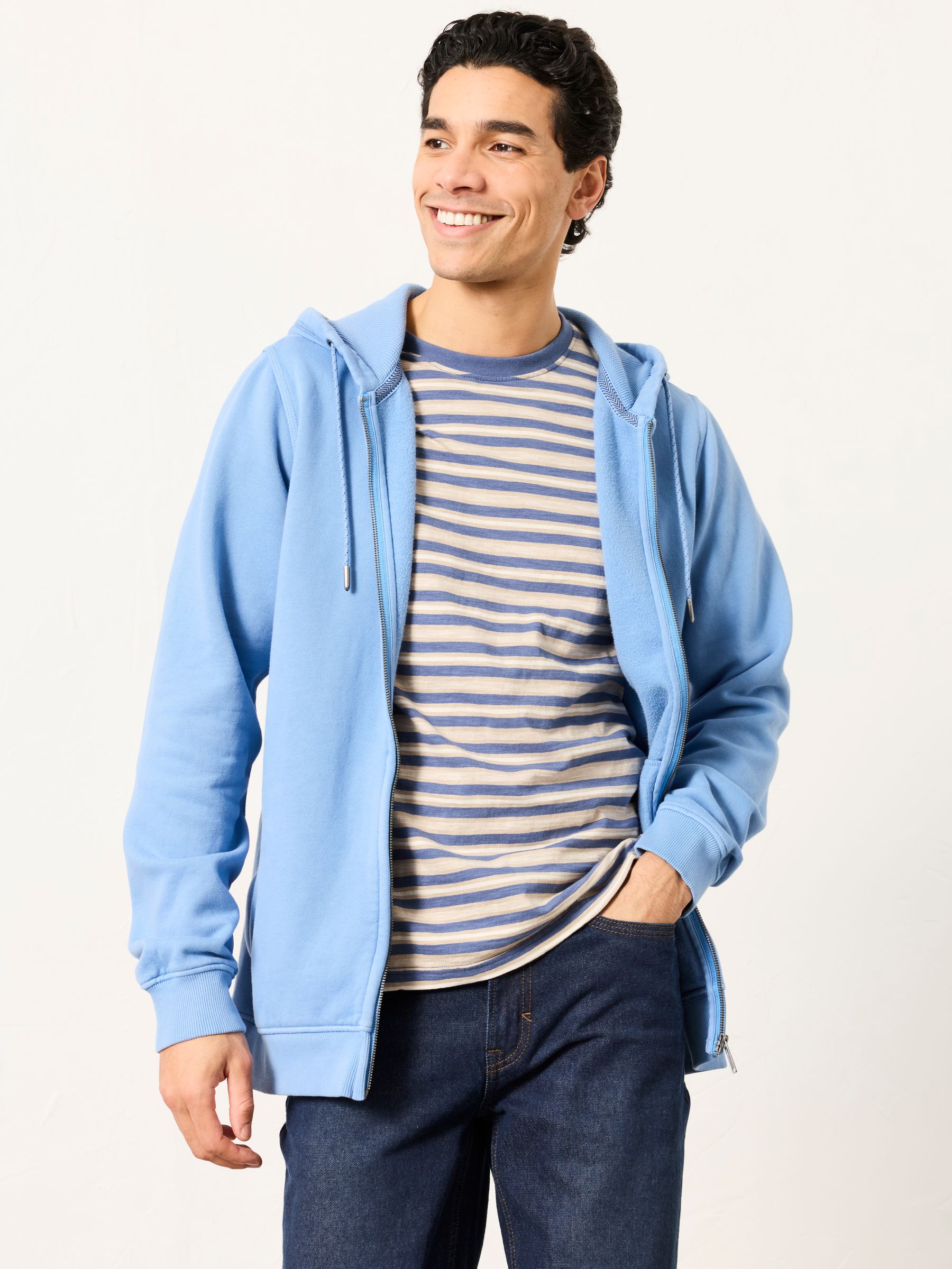 Brooke Chambray Blue Zip Through Hoodie - Image 1 of 5