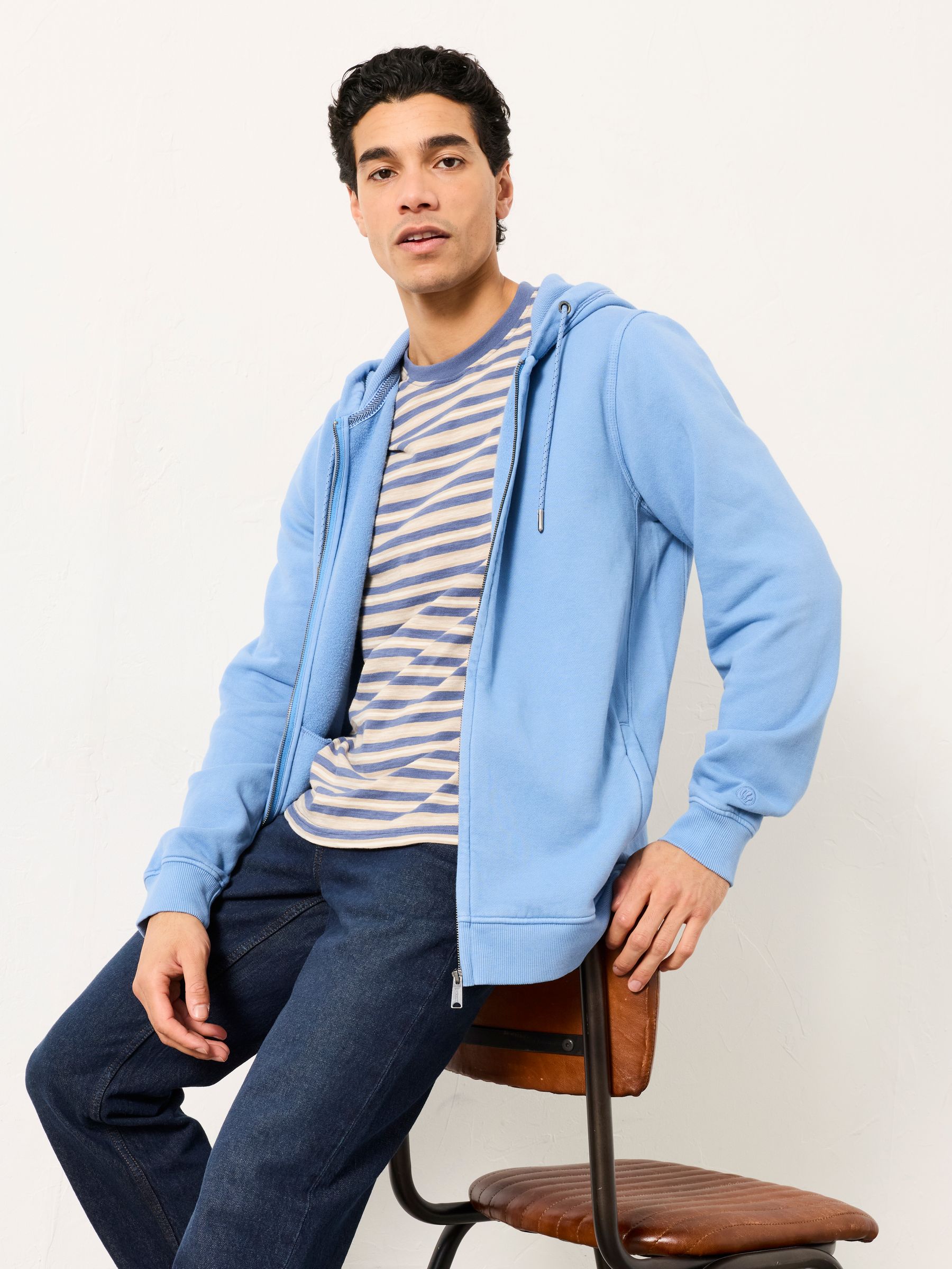 Brooke Chambray Blue Zip Through Hoodie - Image 3 of 5