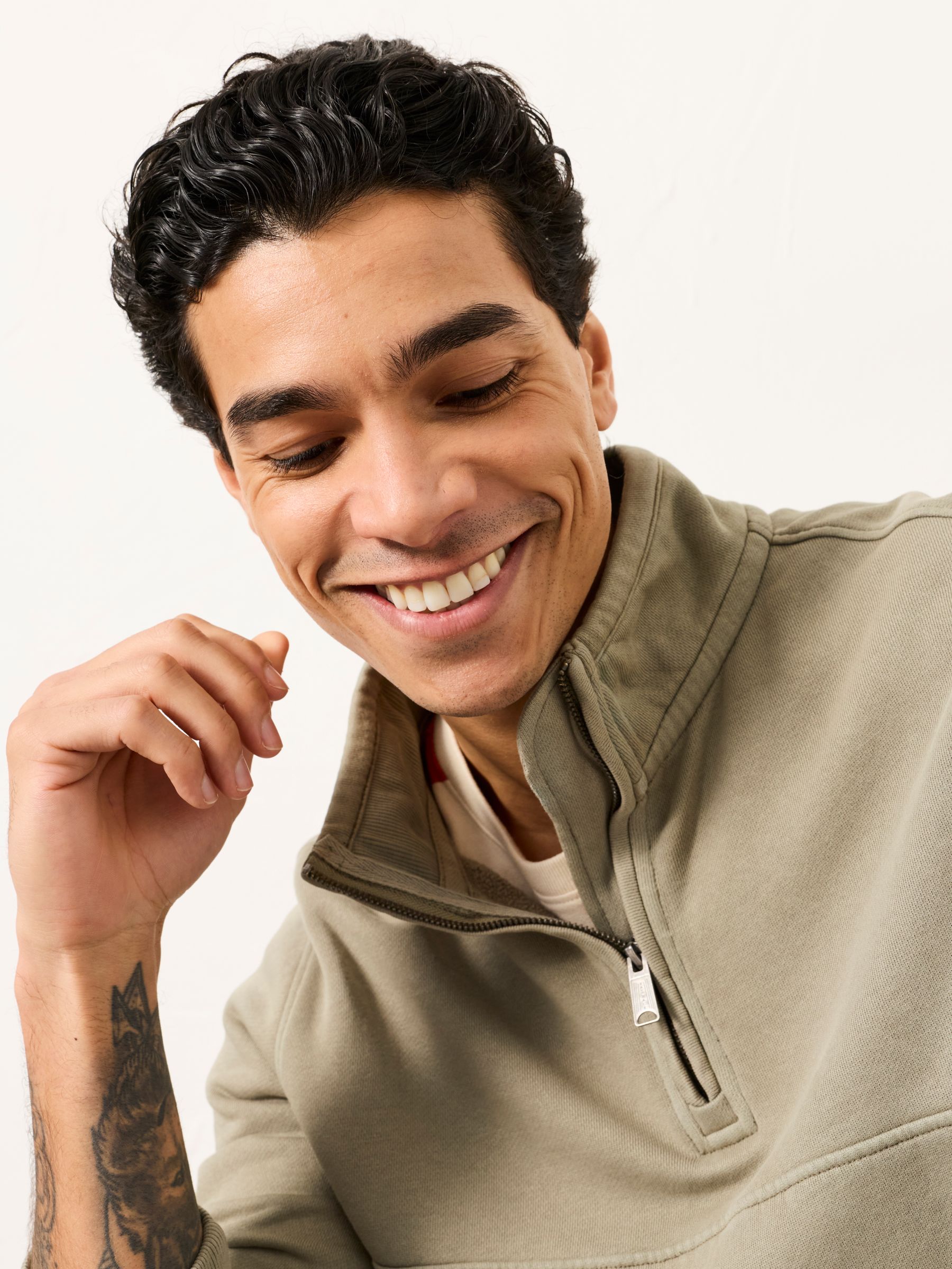 Brooke Sage Green Half Neck Sweat Top - Image 4 of 7