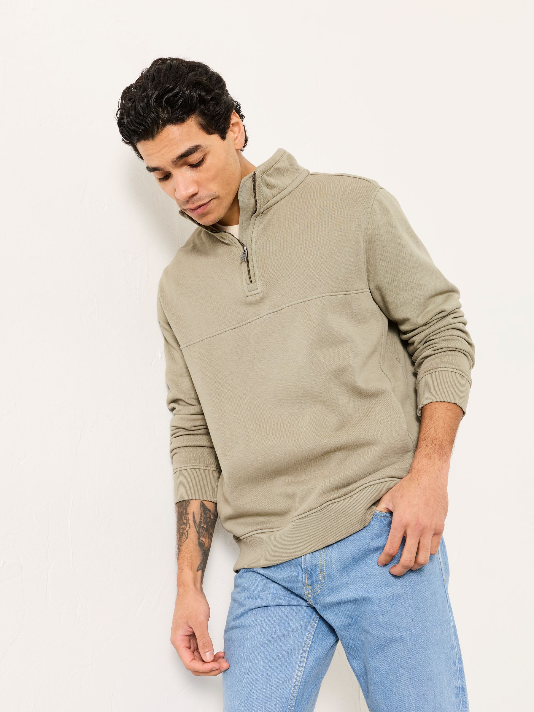 Brooke Sage Green Half Neck Sweat Top - Image 6 of 7