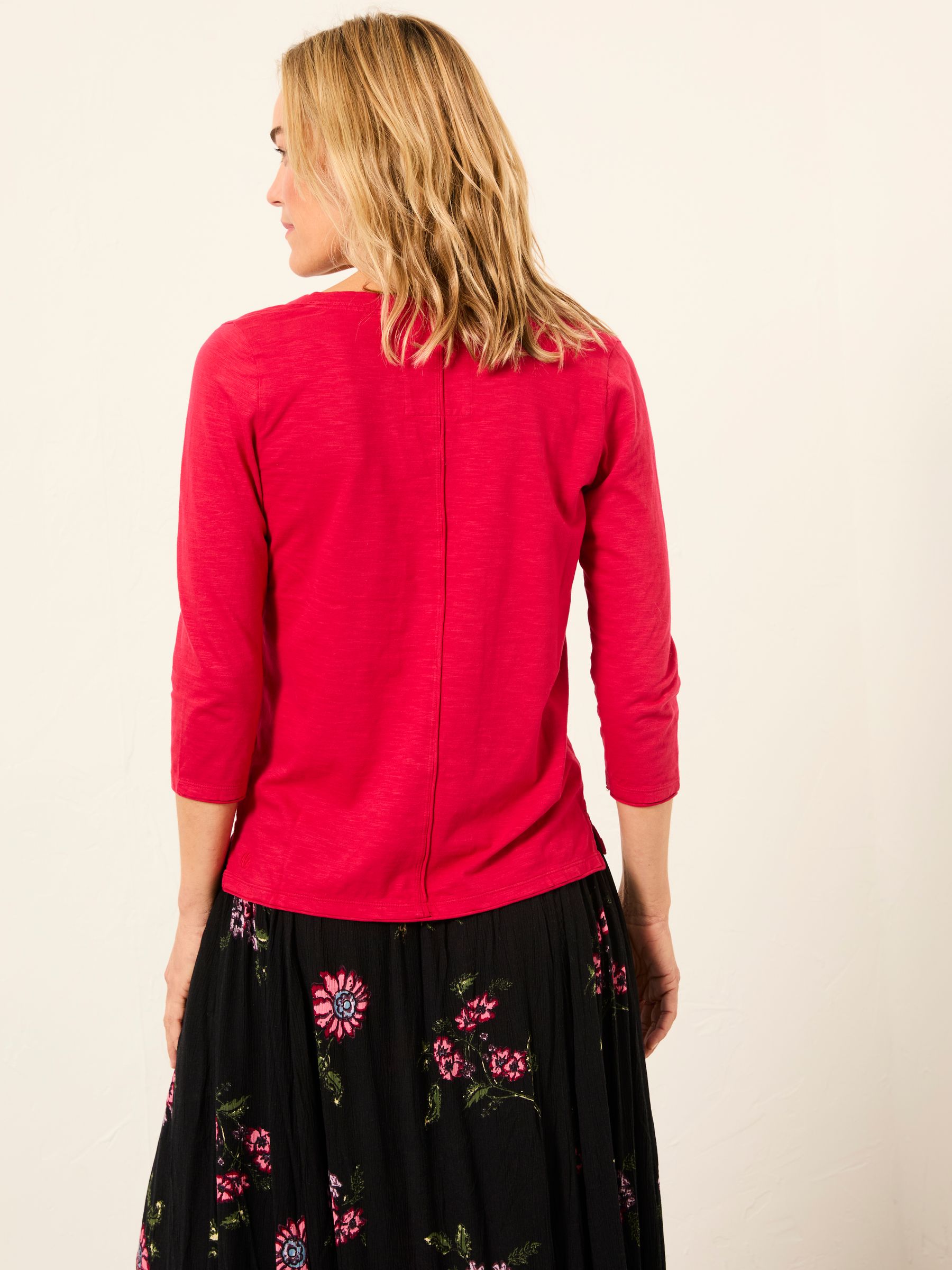 Aster Fushsia Pink 3/4 Sleeve T Shirt - Image 2 of 6 Aster Fushsia Pink 3/4 Sleeve T Shirt - Image 2 of 6