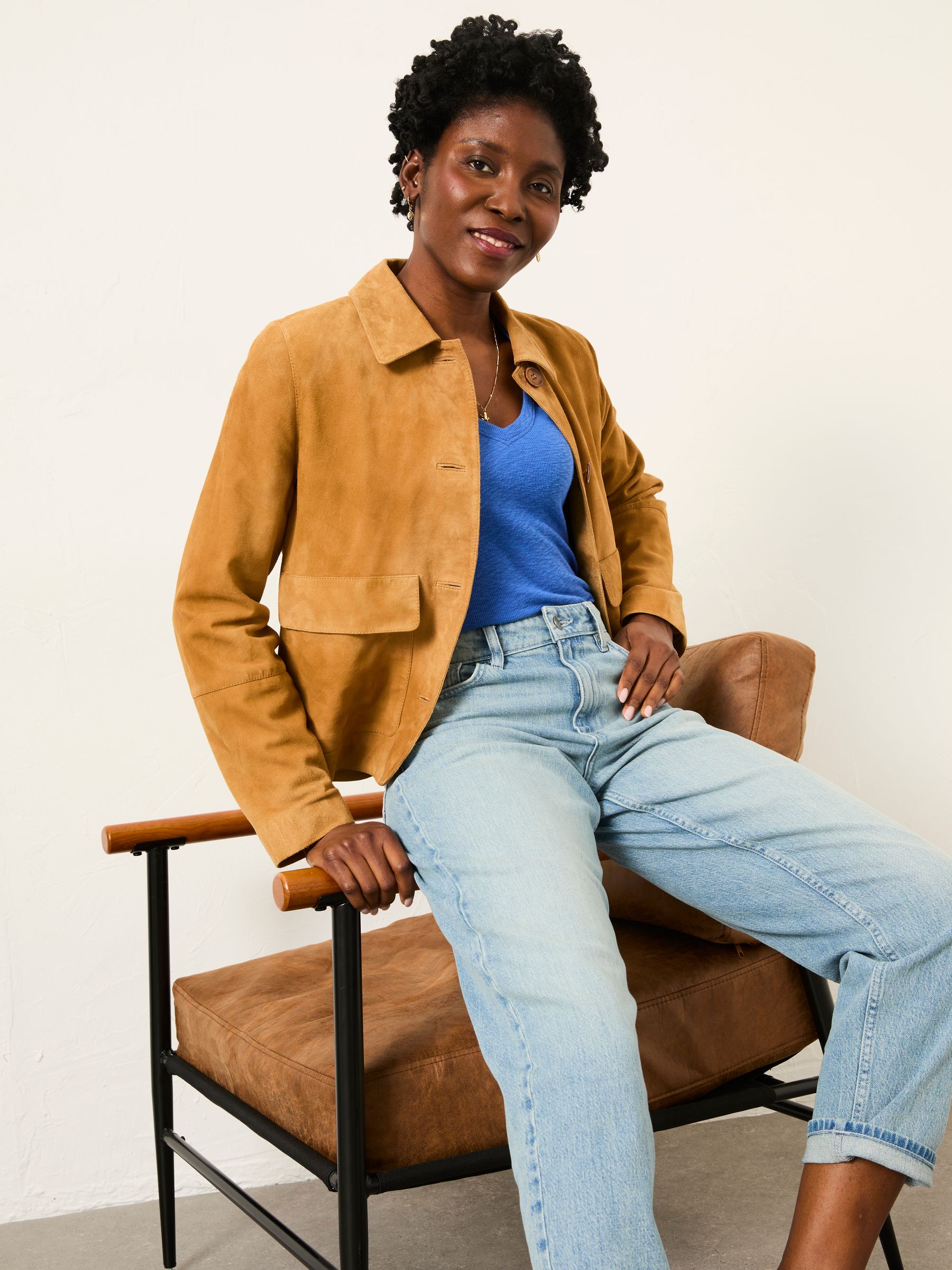 Callie Bright Blue V Neck Top - Image 5 of 6