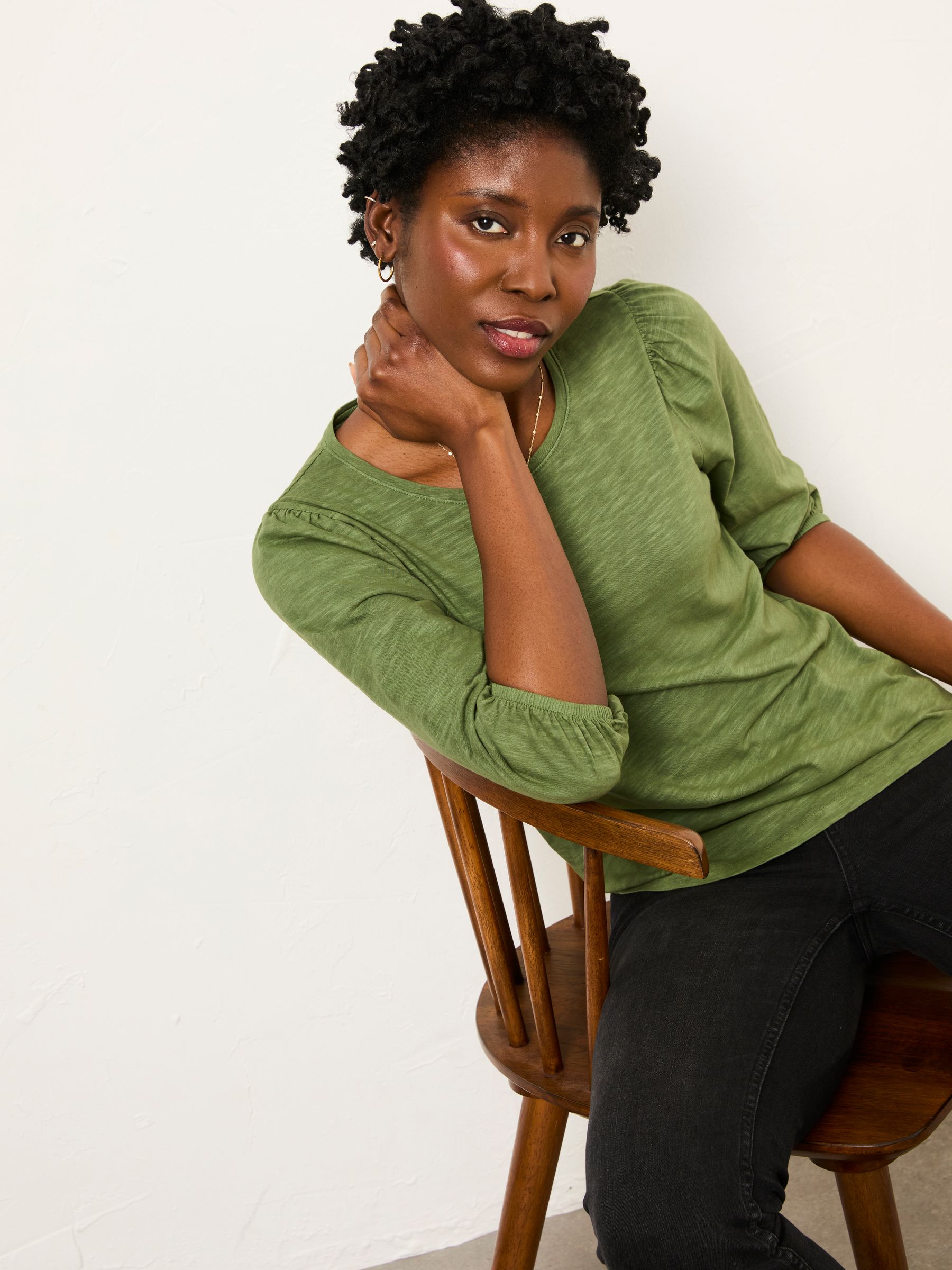 Jenny Olive Green Top - Image 1 of 6 Jenny Olive Green Top - Image 1 of 6