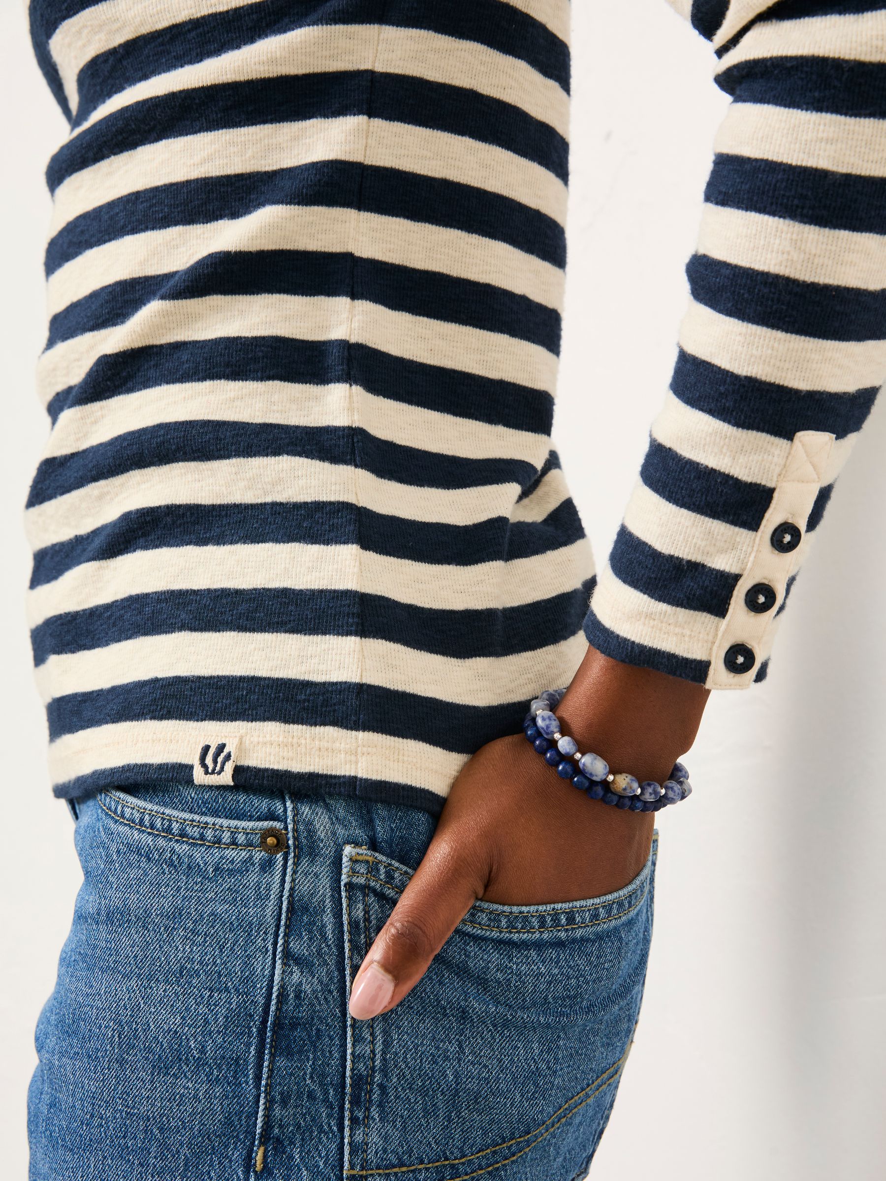 Callie Navy Stripe Long Sleeve Top - Image 3 of 6