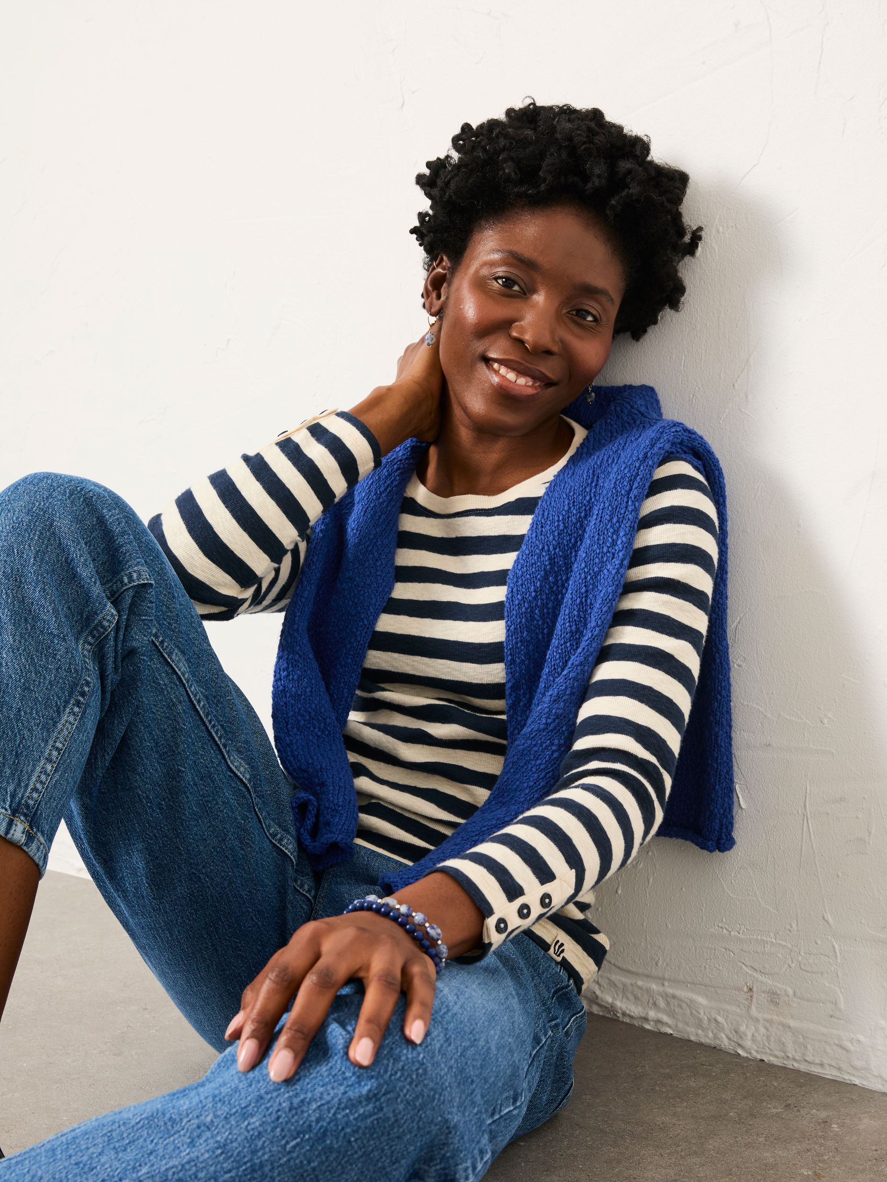 Callie Navy Stripe Long Sleeve Top - Image 5 of 6