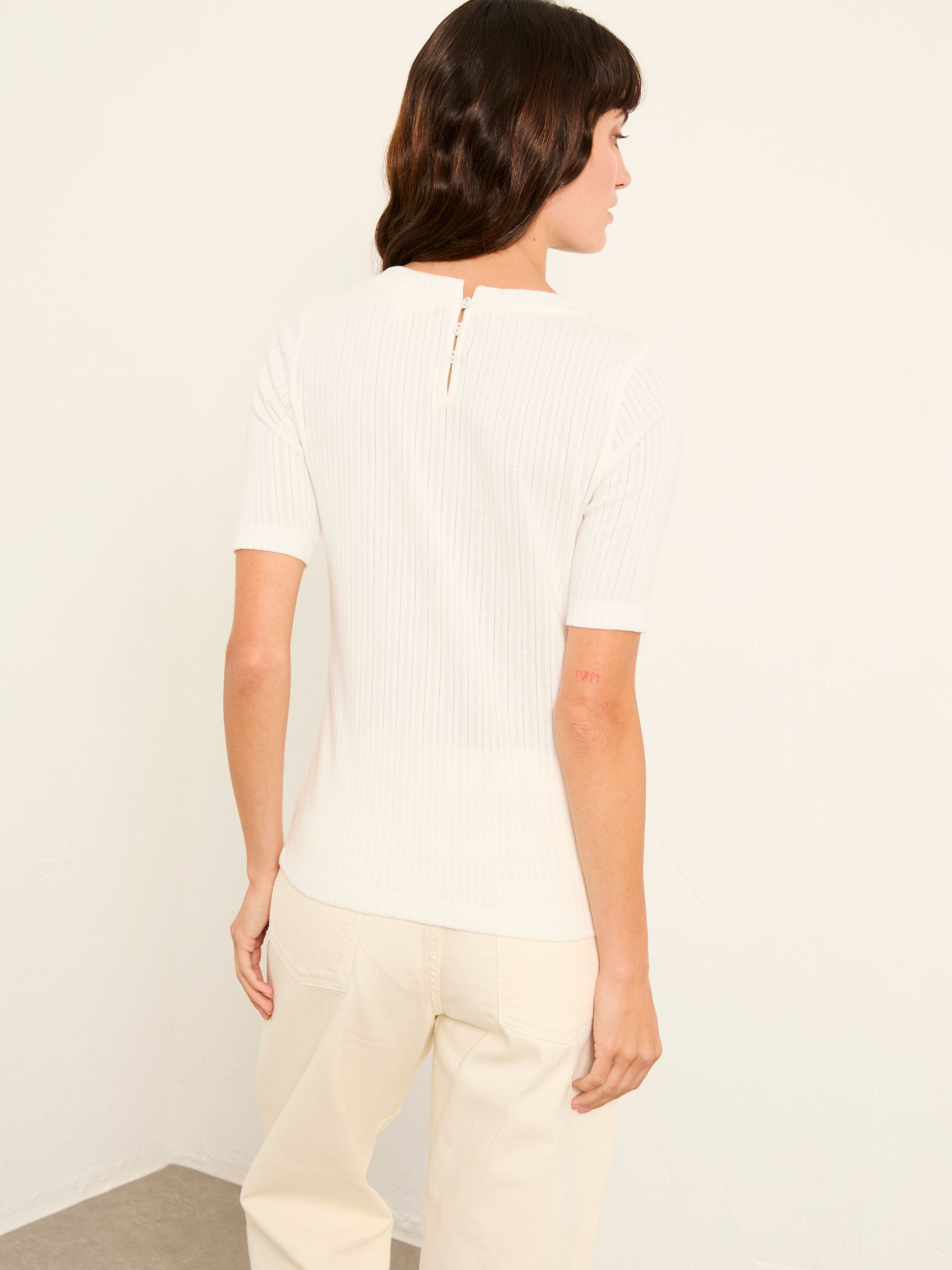 Callie Ivory Pointelle Top - Image 2 of 5 Callie Ivory Pointelle Top - Image 2 of 5