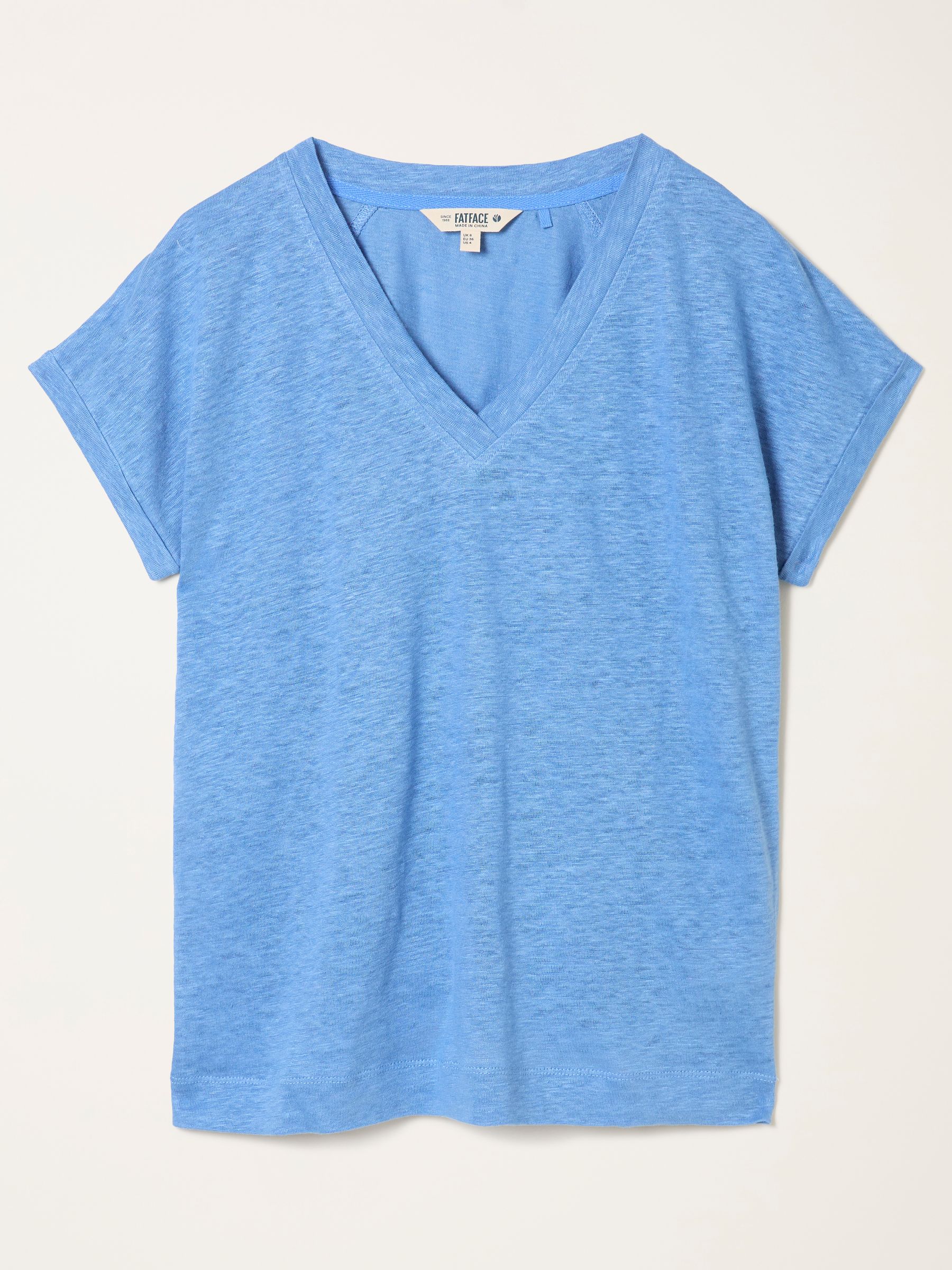 Lauren Blue Linen V Neck T Shirt - Image 6 of 6