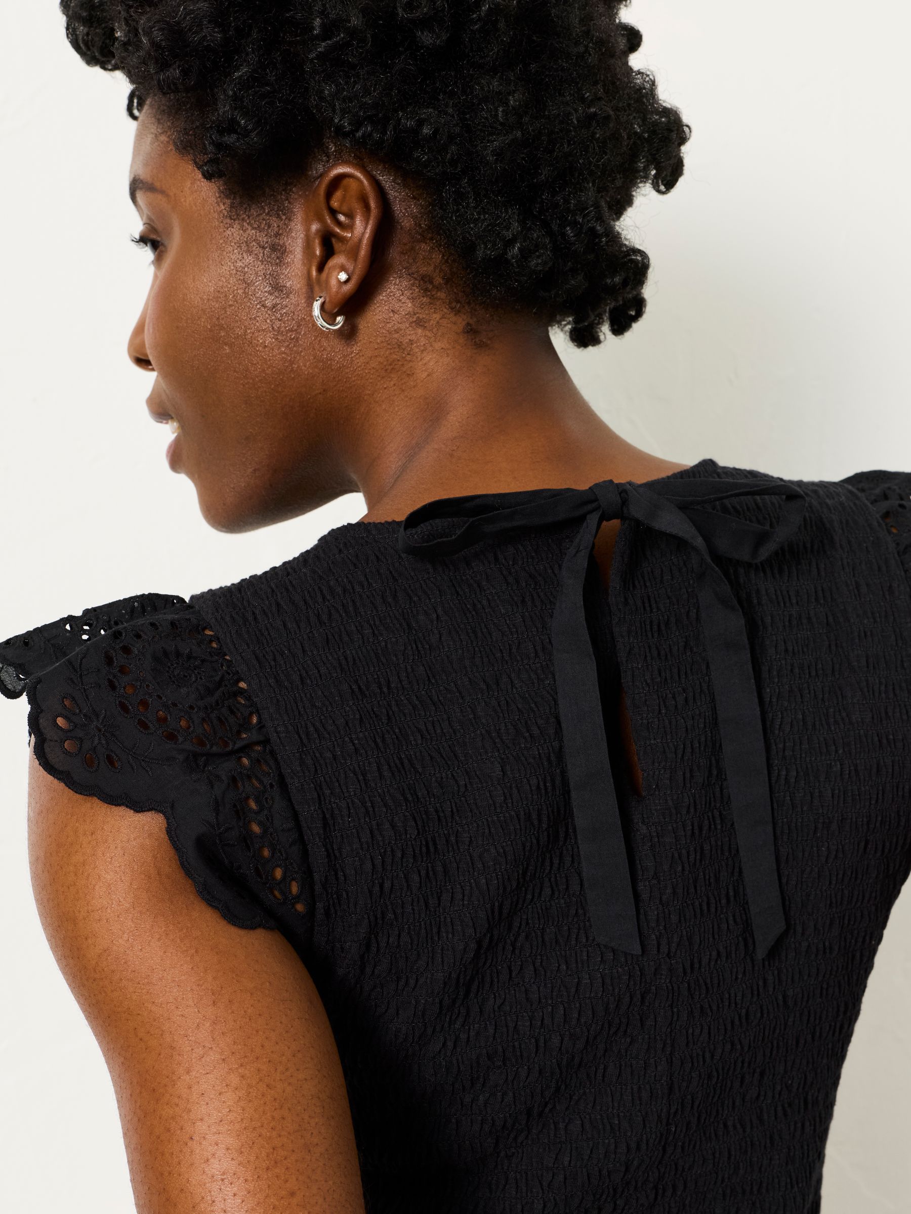 Betty Black Shirred Top - Image 3 of 6