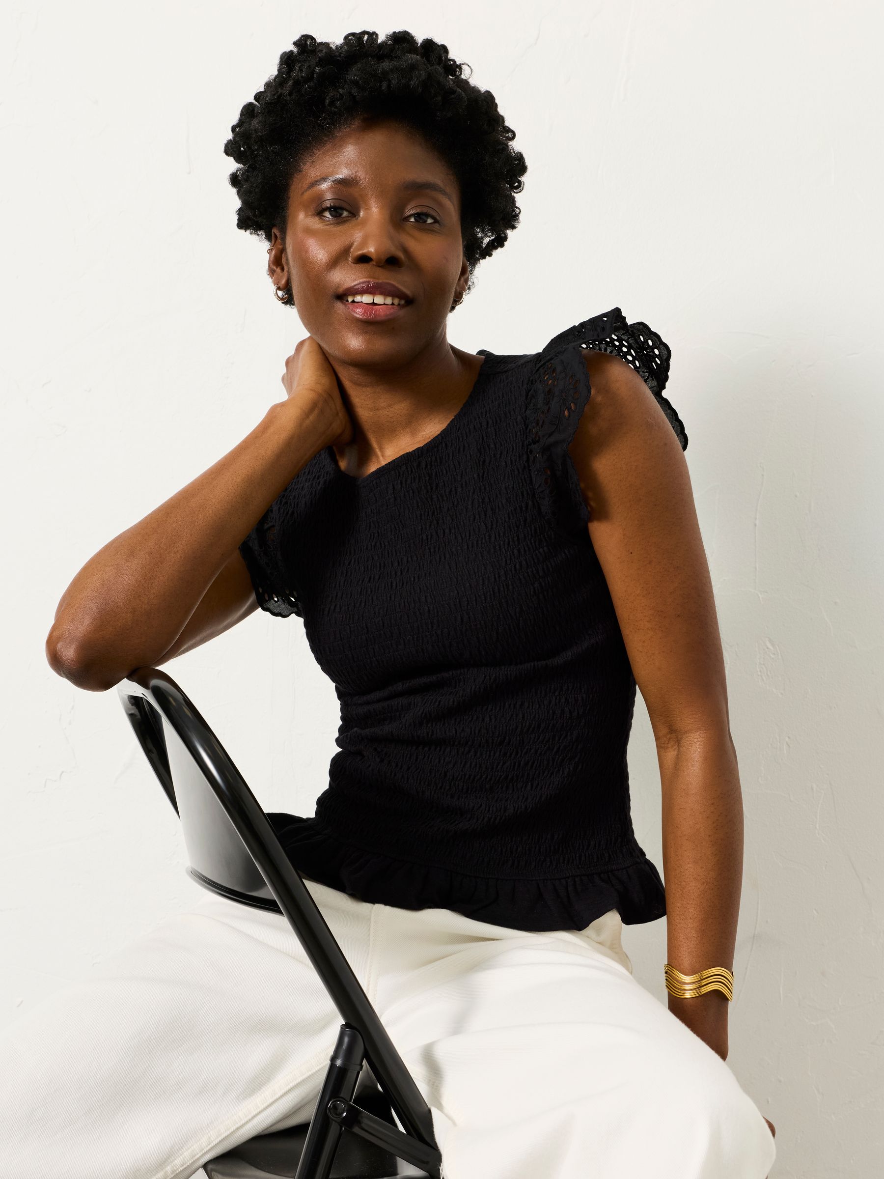 Betty Black Shirred Top - Image 4 of 6