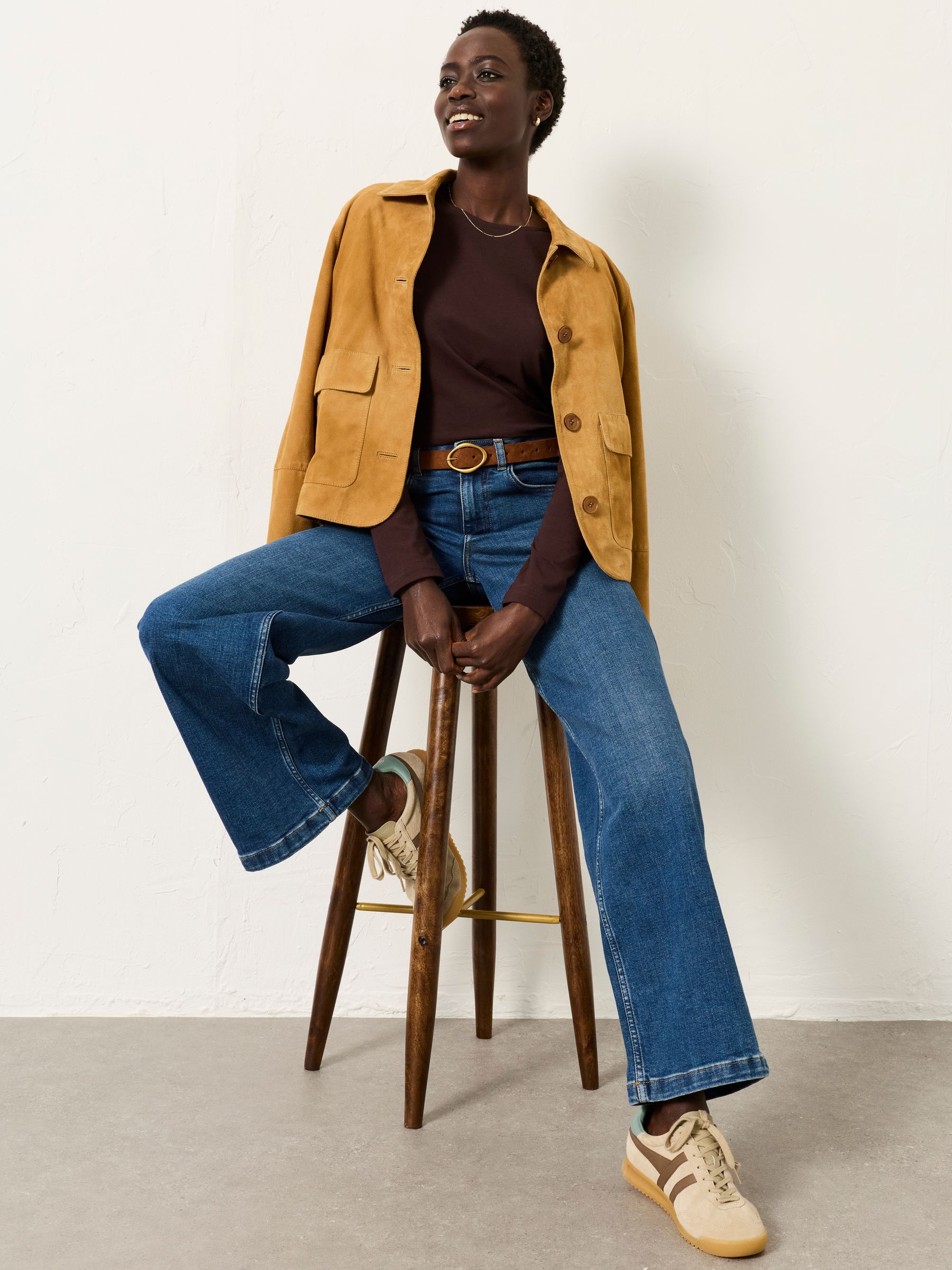 Nell Chocolate Brown Long Sleeve Round Neck Top - Image 3 of 6