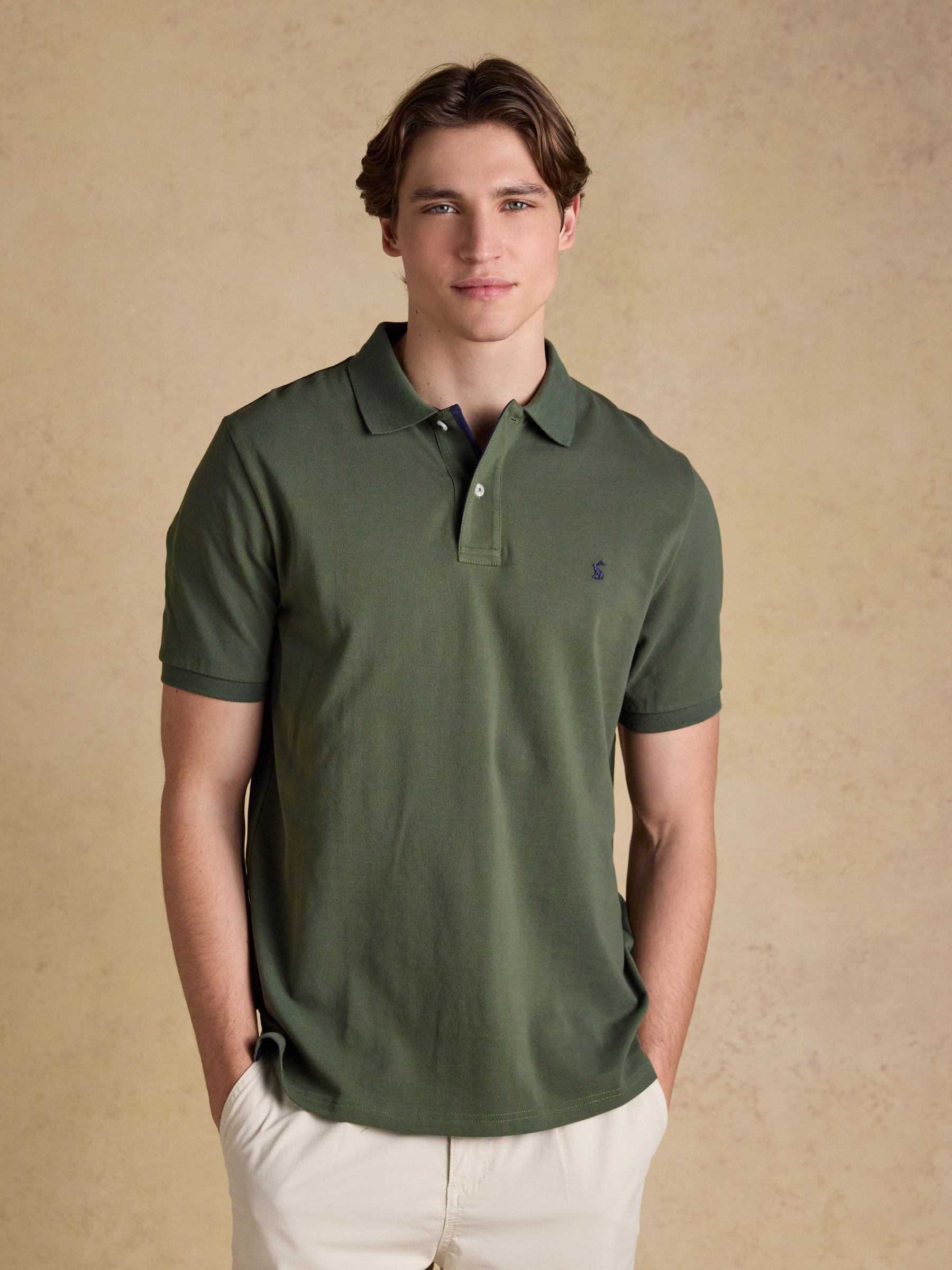 Woody Khaki Green Cotton Pique Short Sleeve Polo Shirt - Image 1 of 9