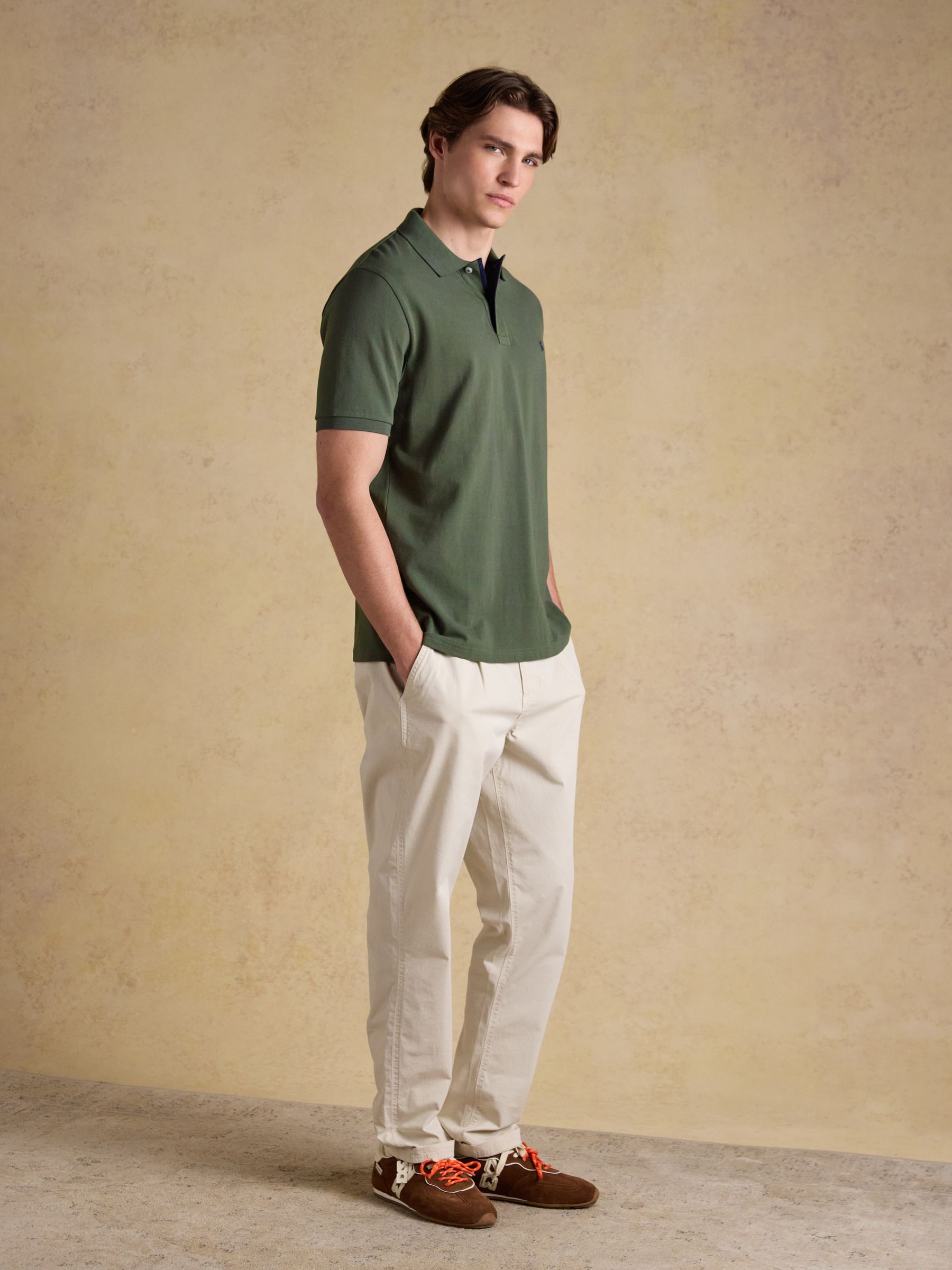 Woody Khaki Green Cotton Pique Short Sleeve Polo Shirt - Image 3 of 9