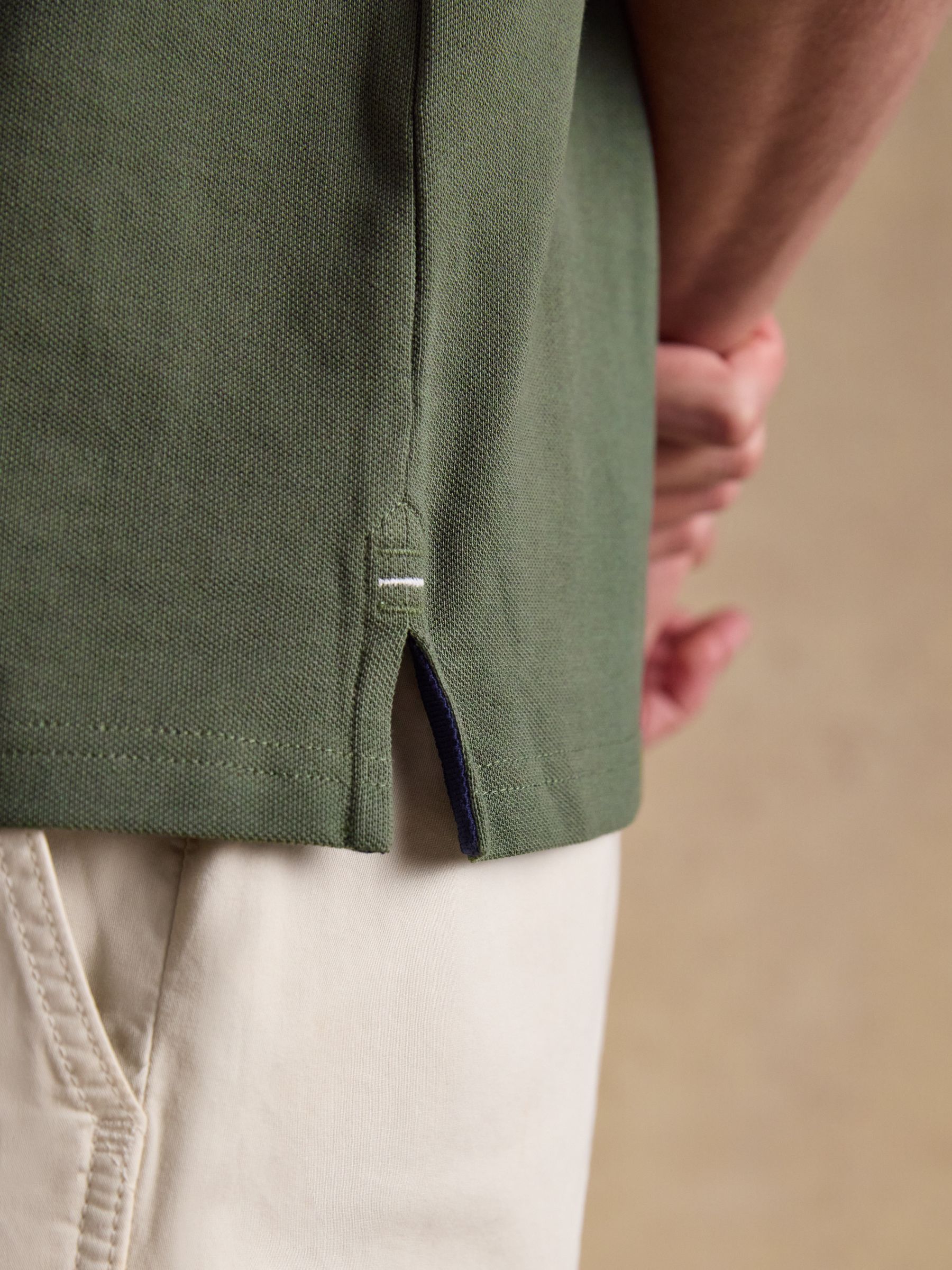 Woody Khaki Green Cotton Pique Short Sleeve Polo Shirt - Image 7 of 9