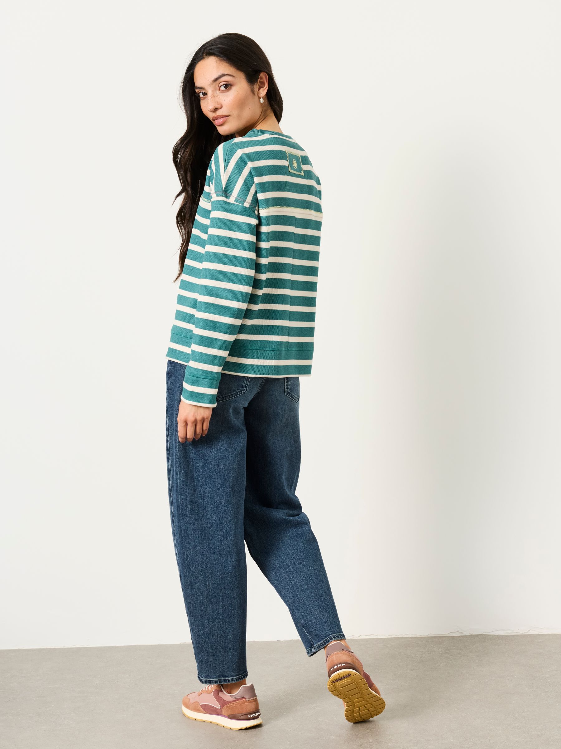 Airlie Jade Green Breton Stripe Crew Sweat - Image 2 of 5
