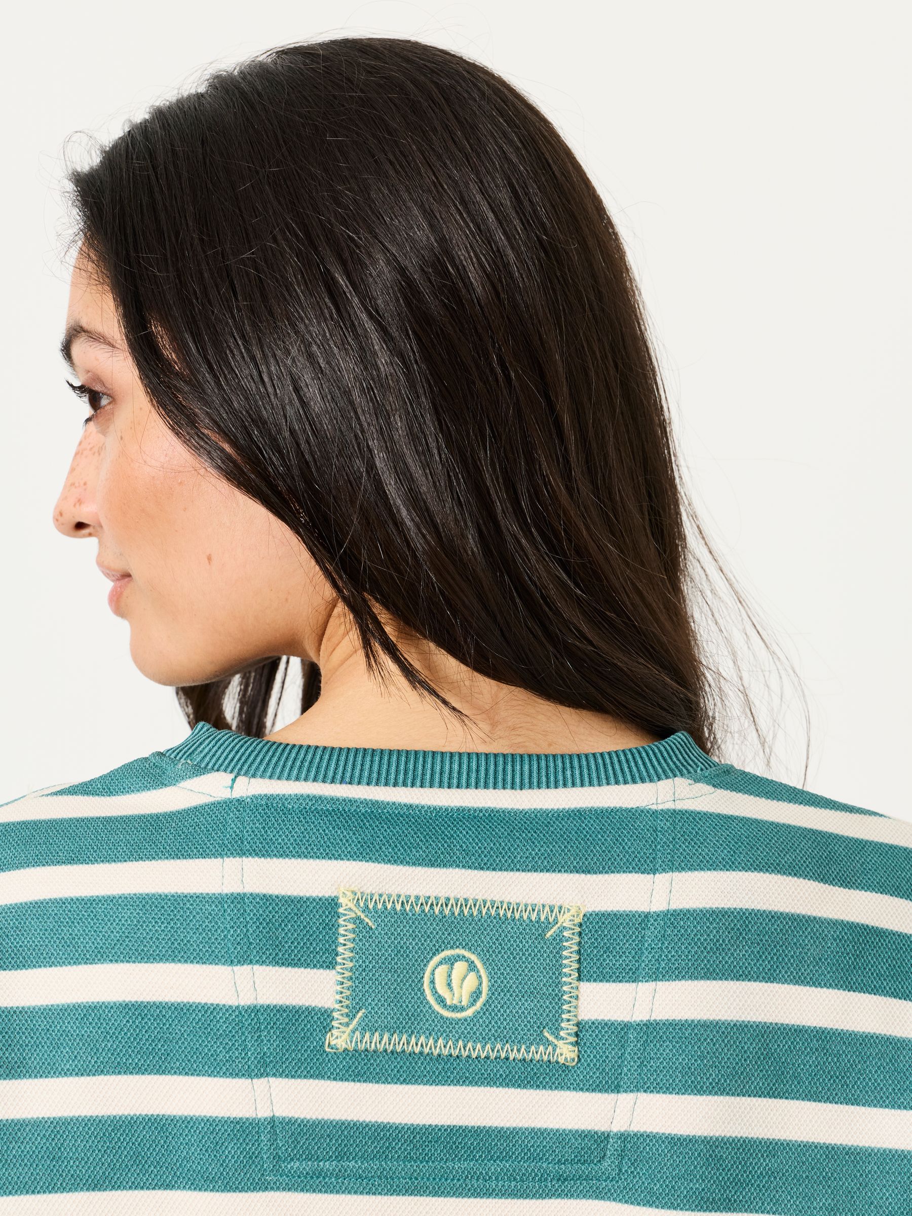 Airlie Jade Green Breton Stripe Crew Sweat - Image 3 of 5