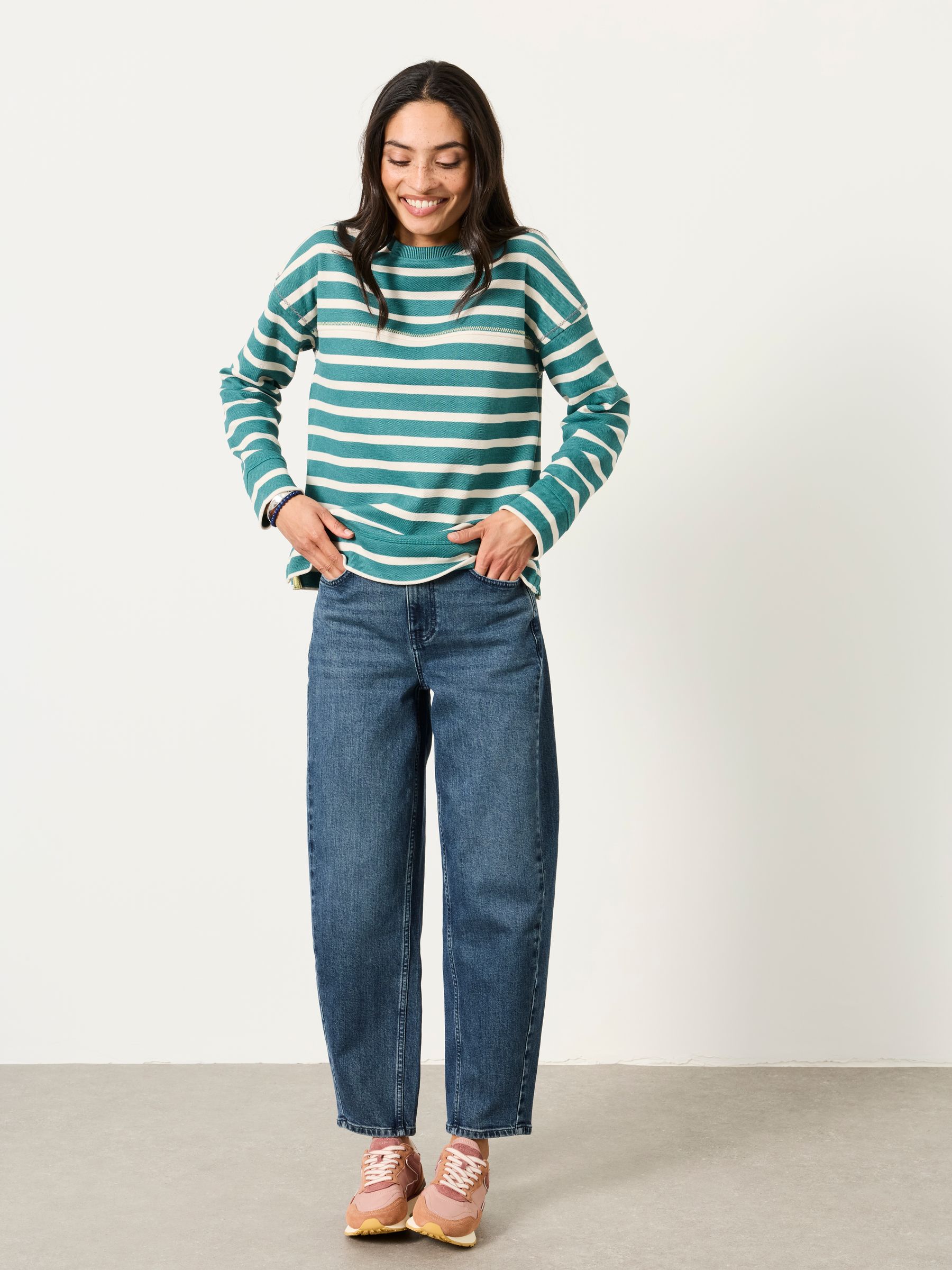 Airlie Jade Green Breton Stripe Crew Sweat - Image 4 of 5