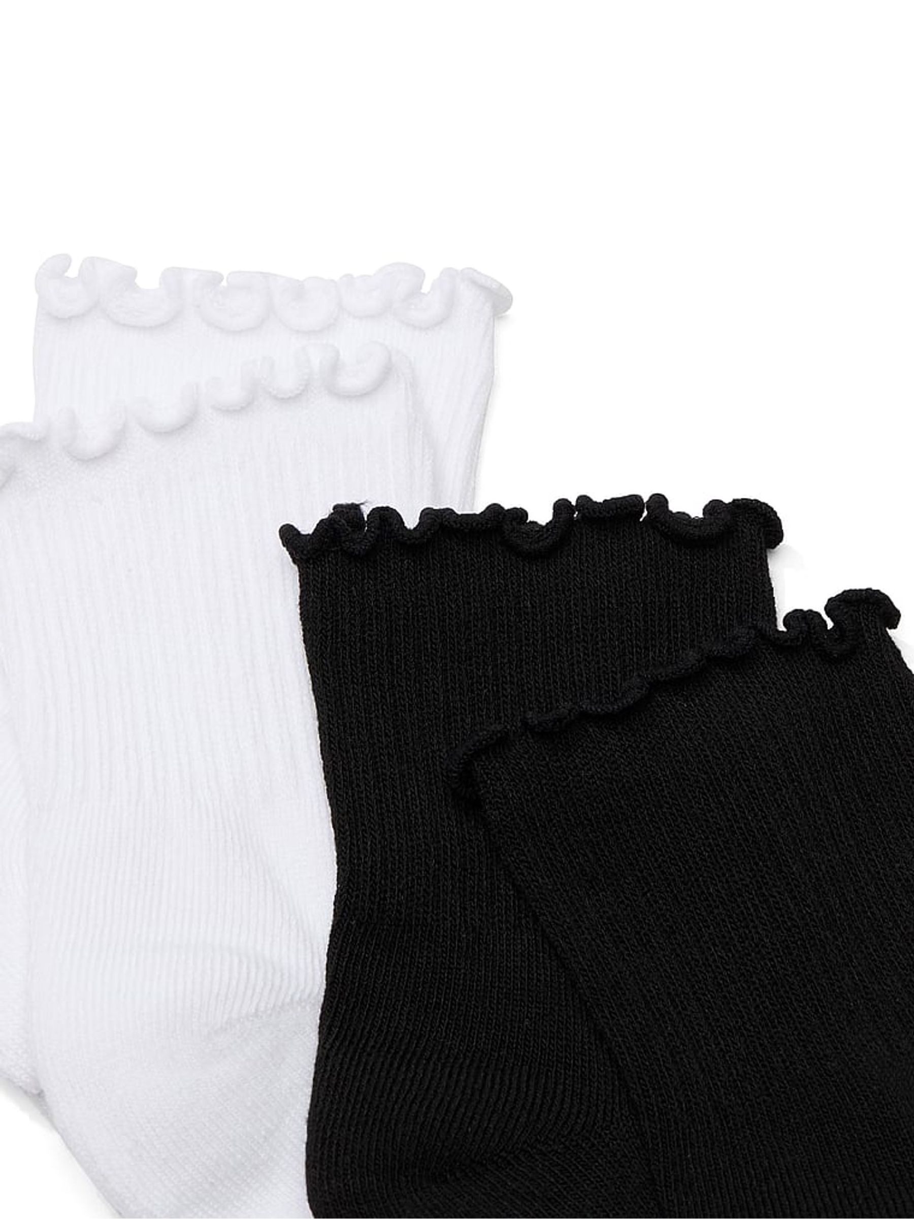 Black/White Ruffle Quarter Socks 2 Pack - Image 3 of 3