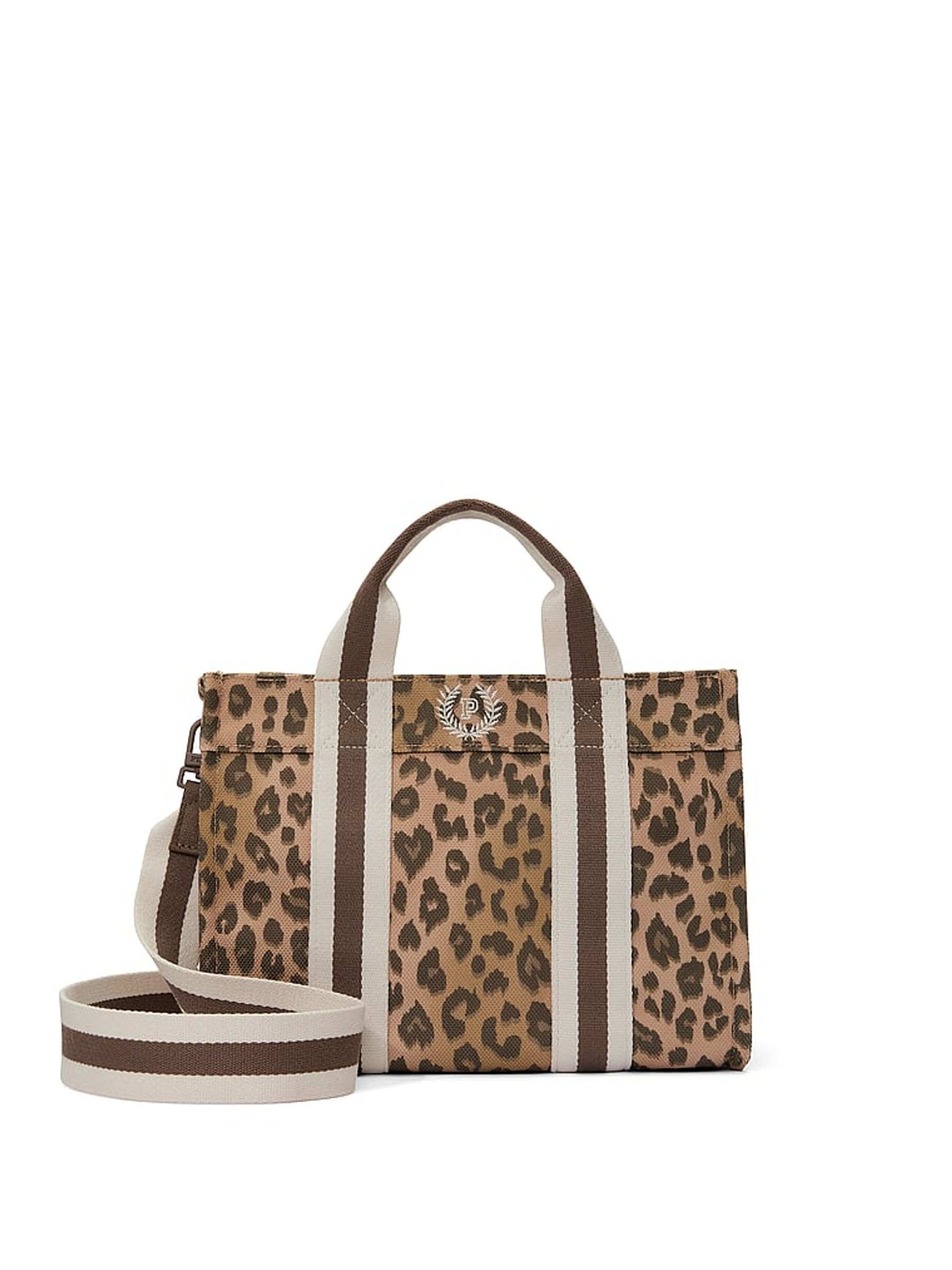 Brown Leopard Print Mini Cross-Body Tote Bag - Image 1 of 4
