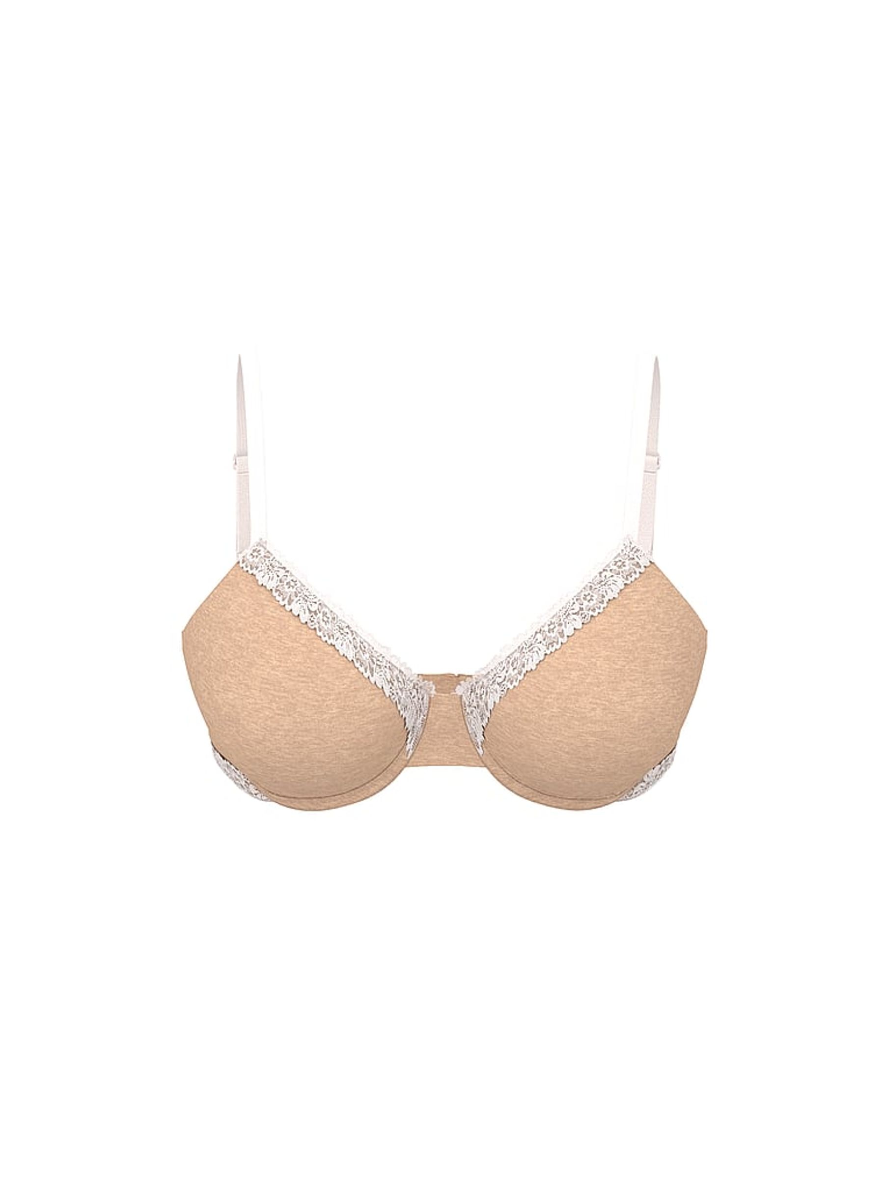 Praline Nude Lightly Lined Cotton Heather Lace Trim Bra - Image 2 of 2