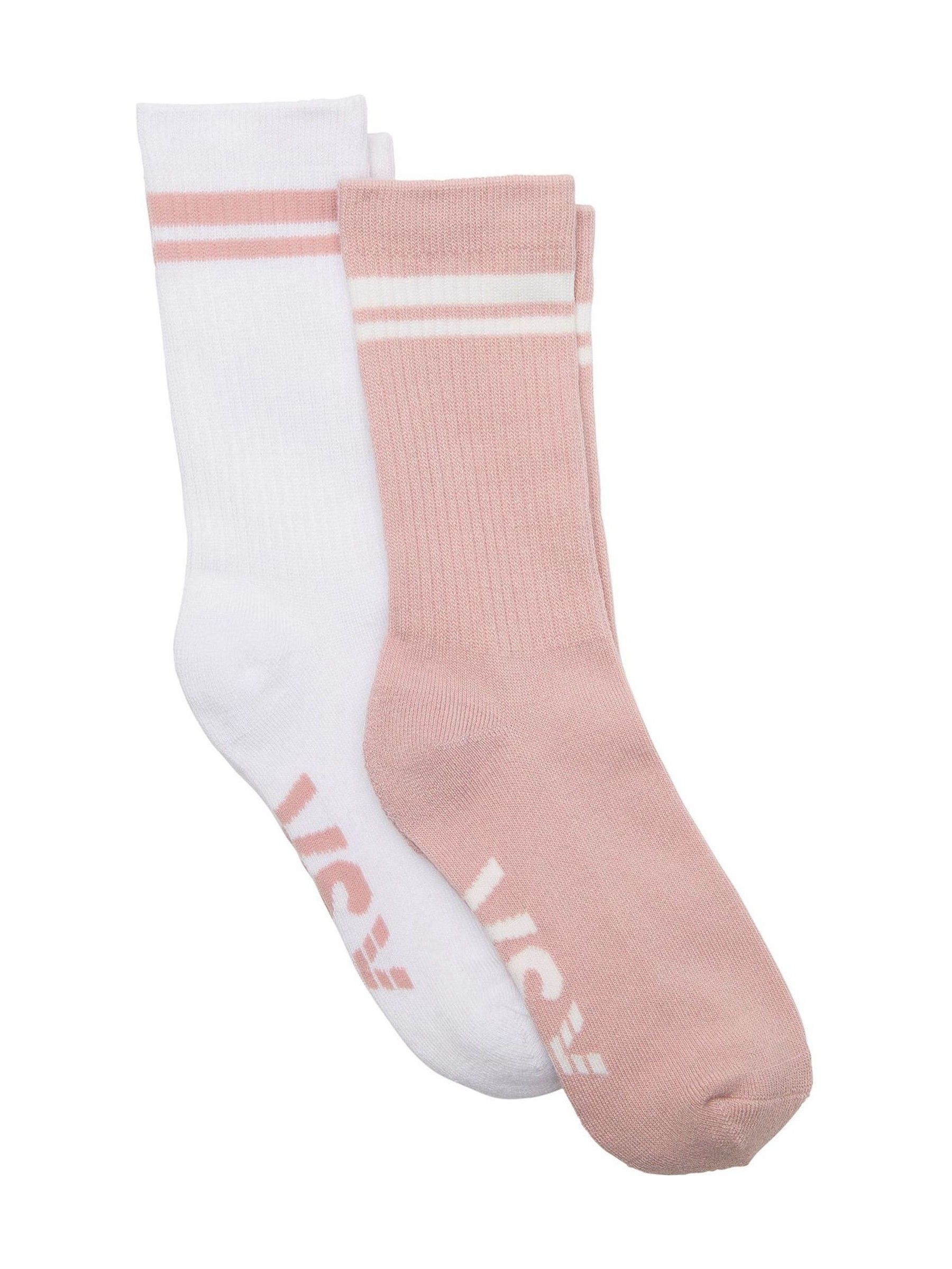 White & Bare All Pink 2 Pack Crew Socks - Image 1 of 2