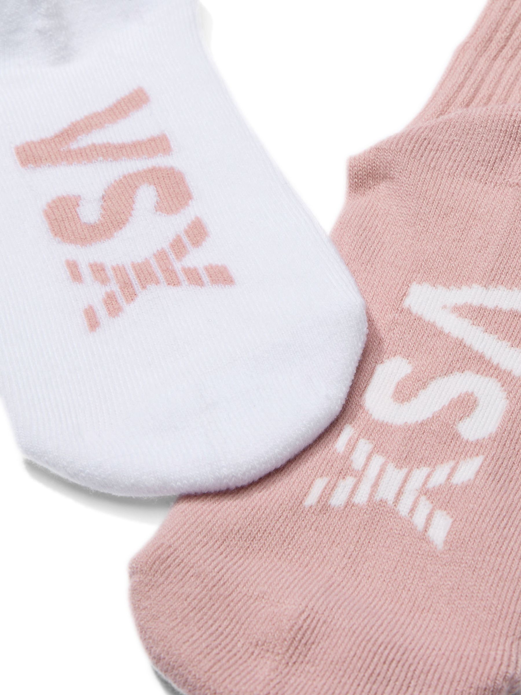 White & Bare All Pink 2 Pack Crew Socks - Image 2 of 2