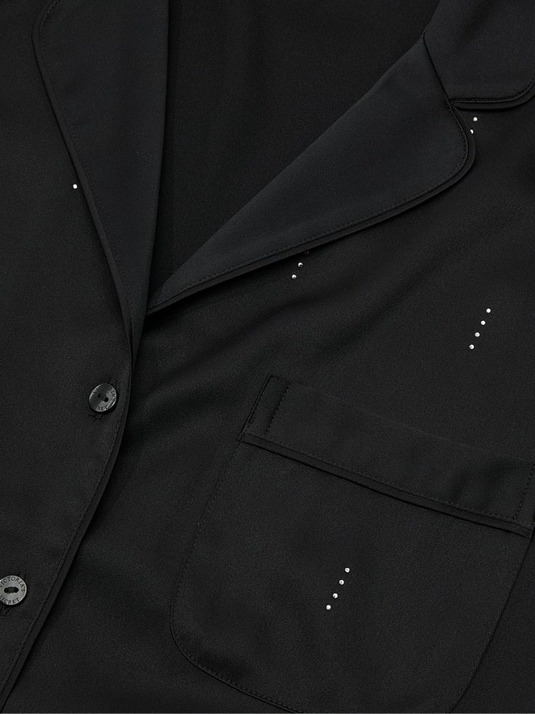 Black Waterfall Sequin Satin Shine Long Pyjamas Set - Image 3 of 3