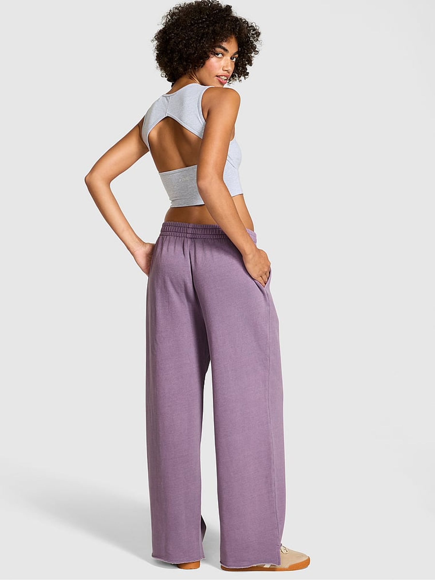 Plum Purple Fleece Joggers - Image 2 of 3