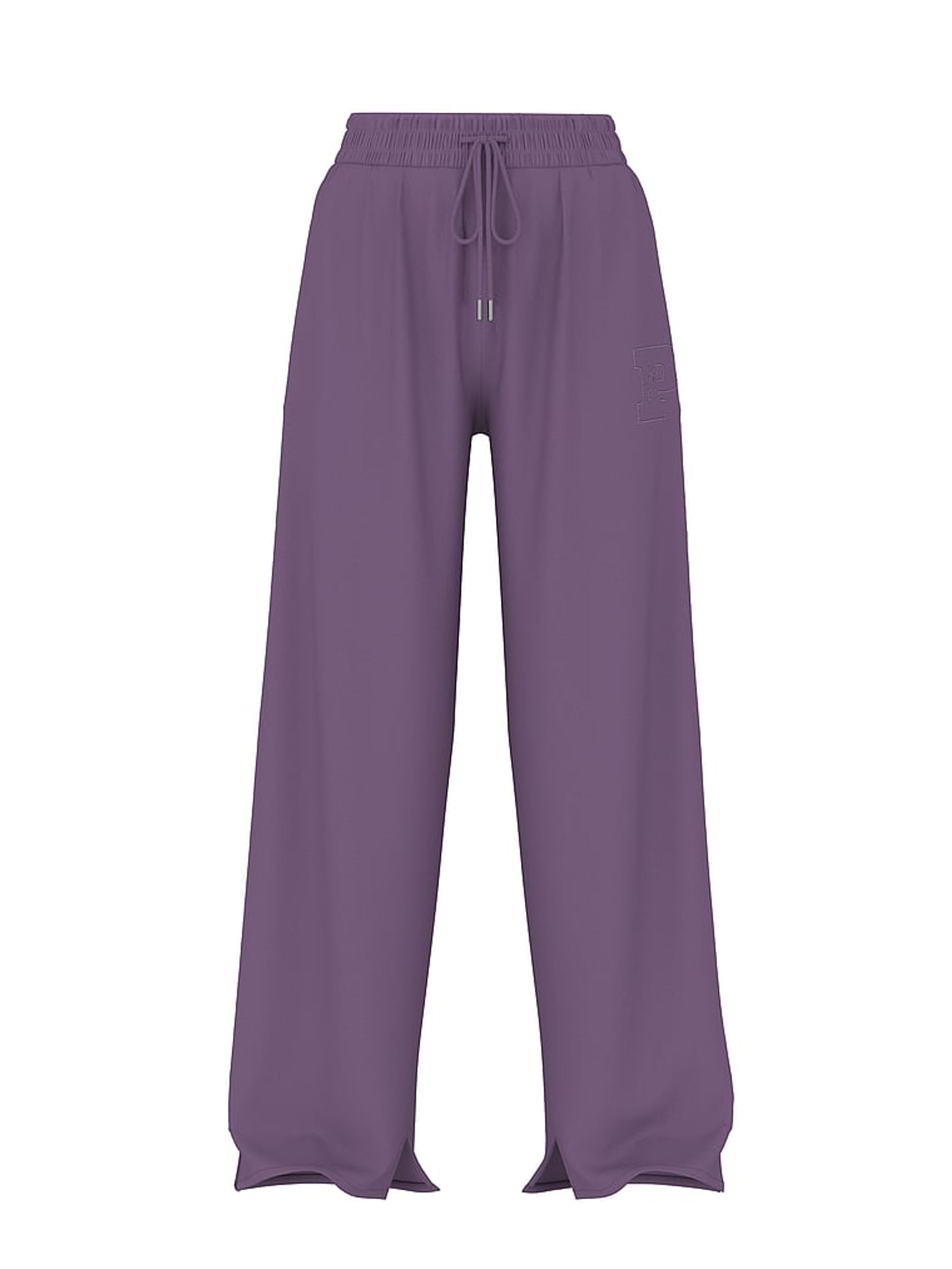 Plum Purple Wide Leg Fleece Joggers - Image 4 of 4