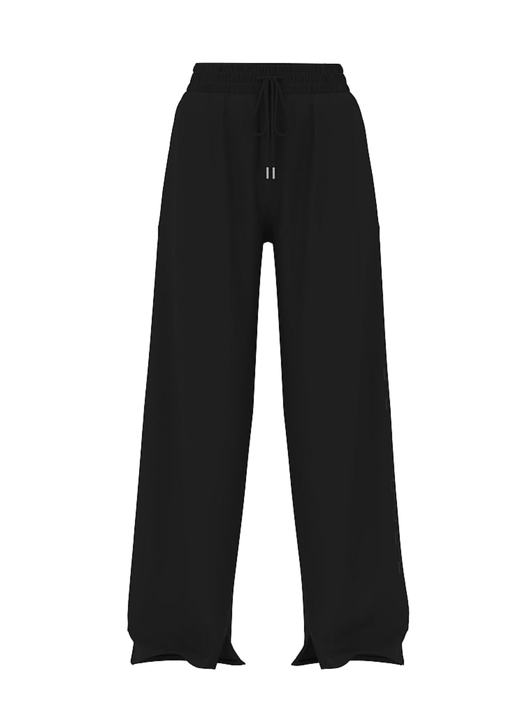 Pure Black Wide Leg Fleece Joggers - Image 4 of 4