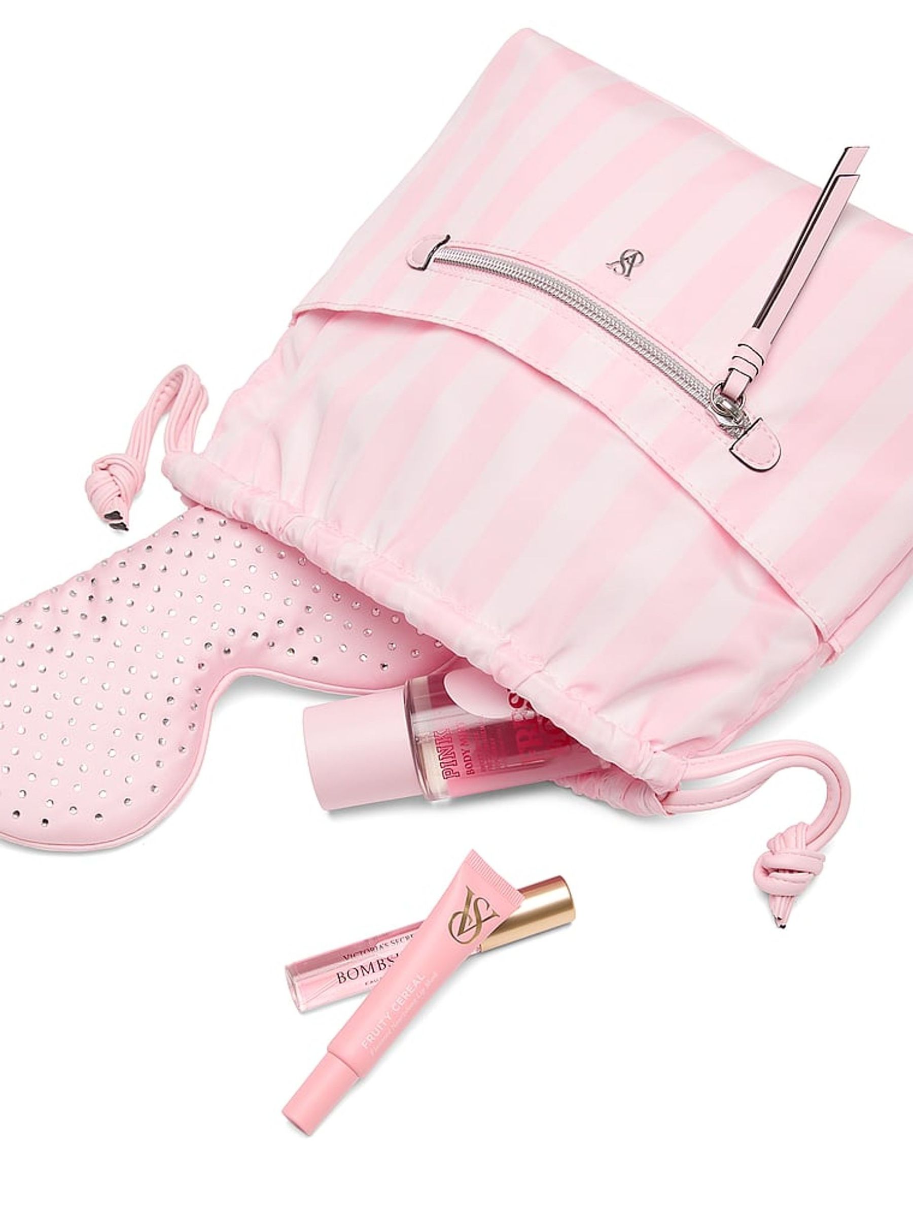 Iconic Stripe Pink Cinch Makeup Bag - Image 2 of 3