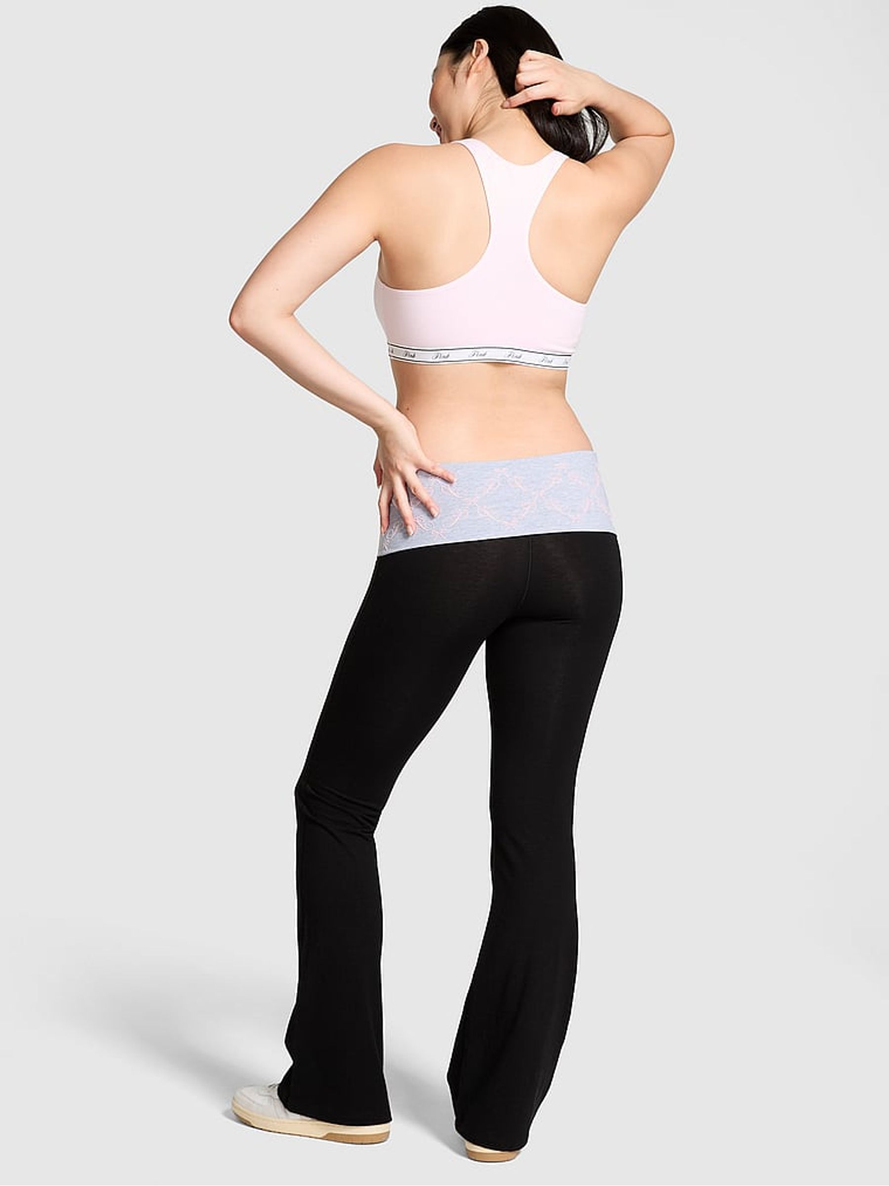 Black Bows Foldover Flares Leggings - Image 2 of 2