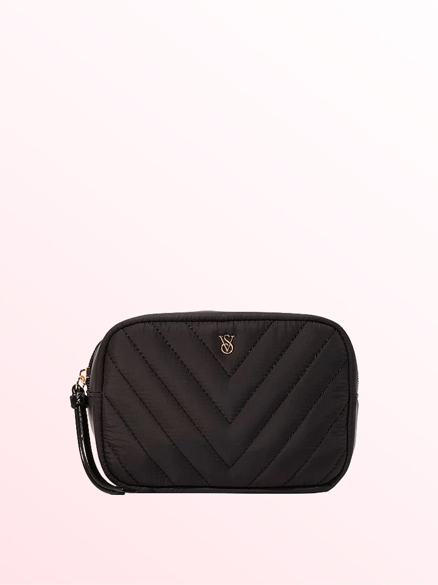 Black V Quilt Make-Up Bag | Victoria