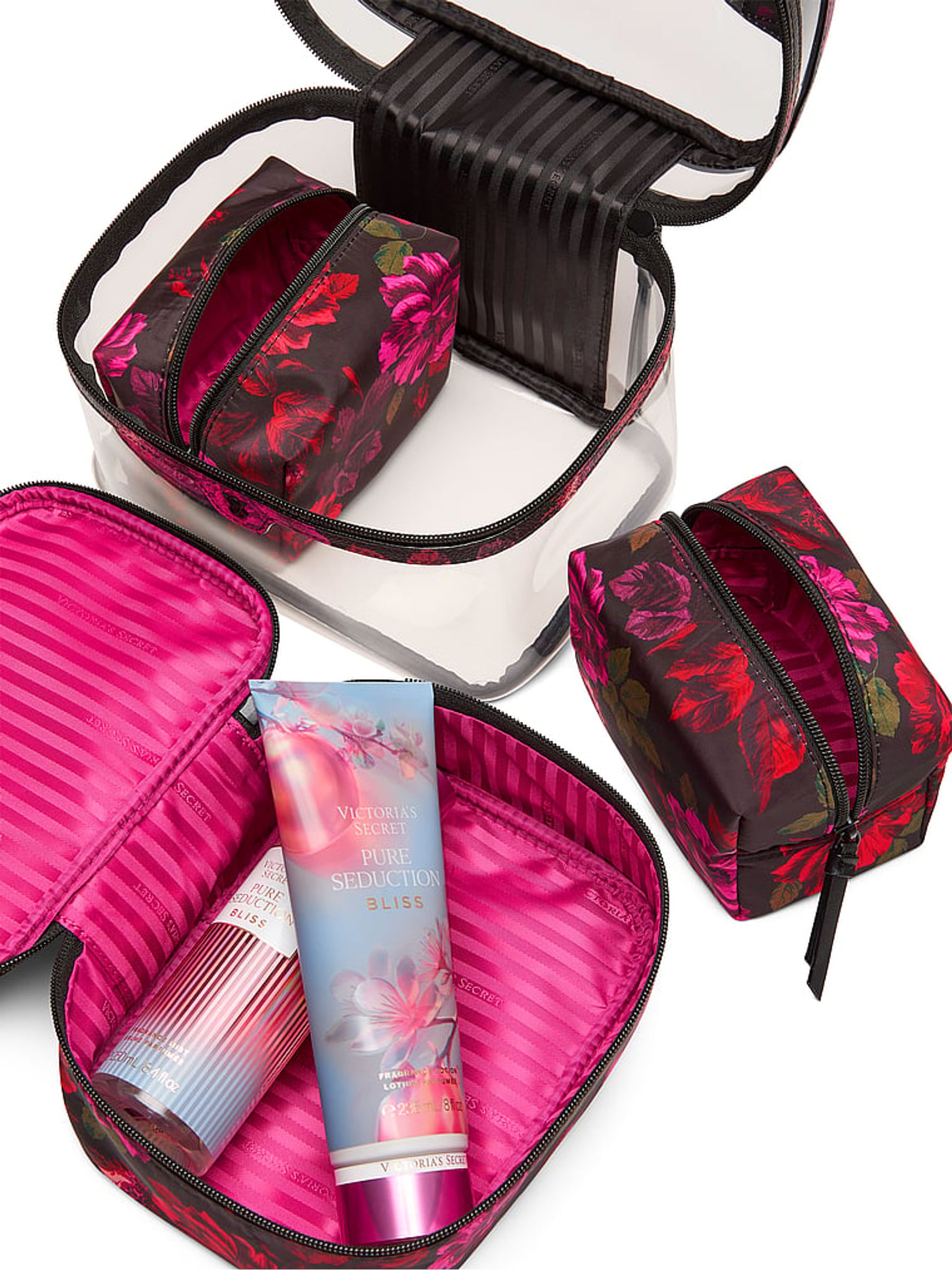 Black Floral 4-In-1 Make-Up Bag - Image 3 of 3
