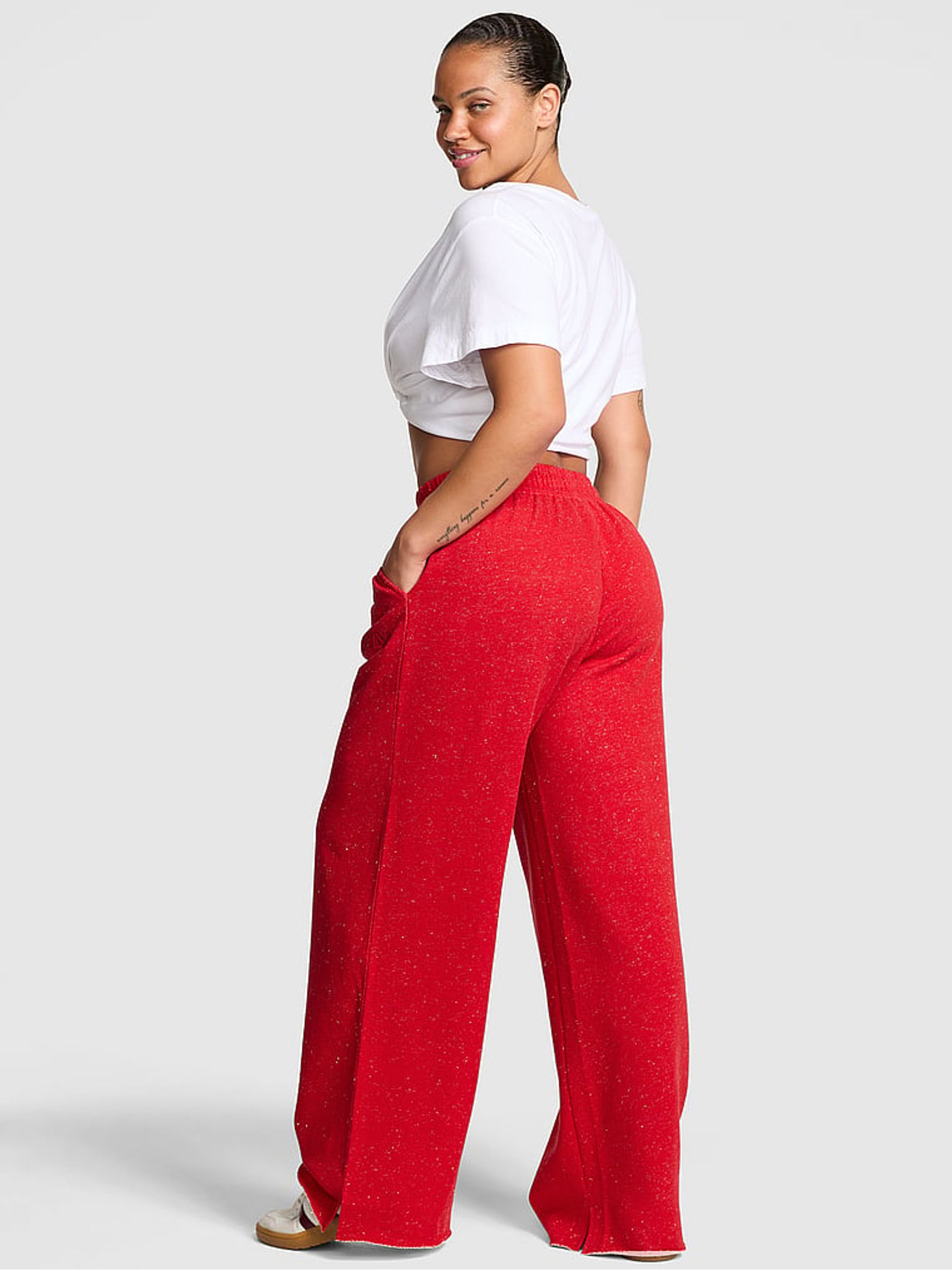 Heather Red Split Hem Joggers - Image 2 of 2