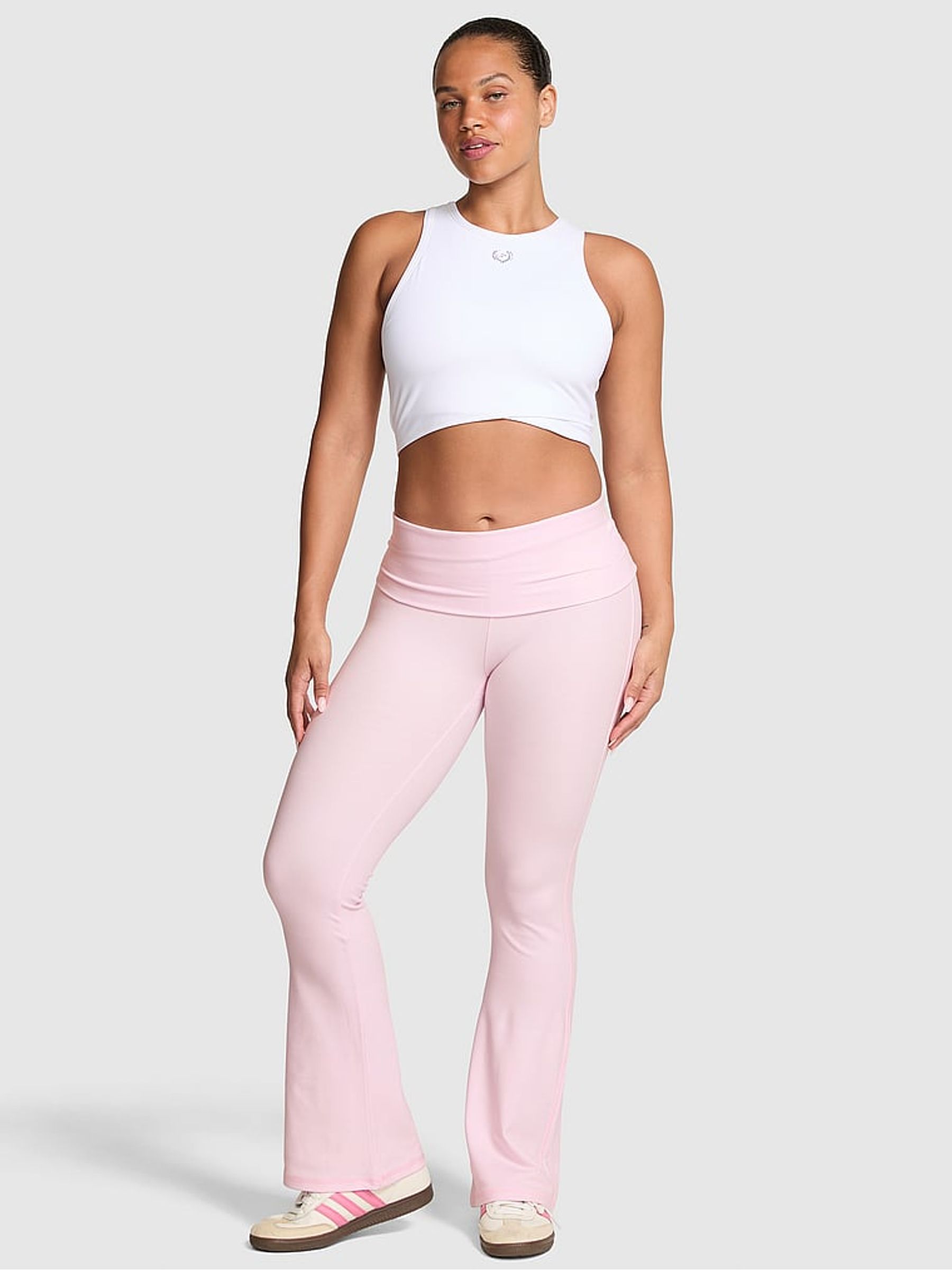Pink Tulip Foldover Flares Leggings