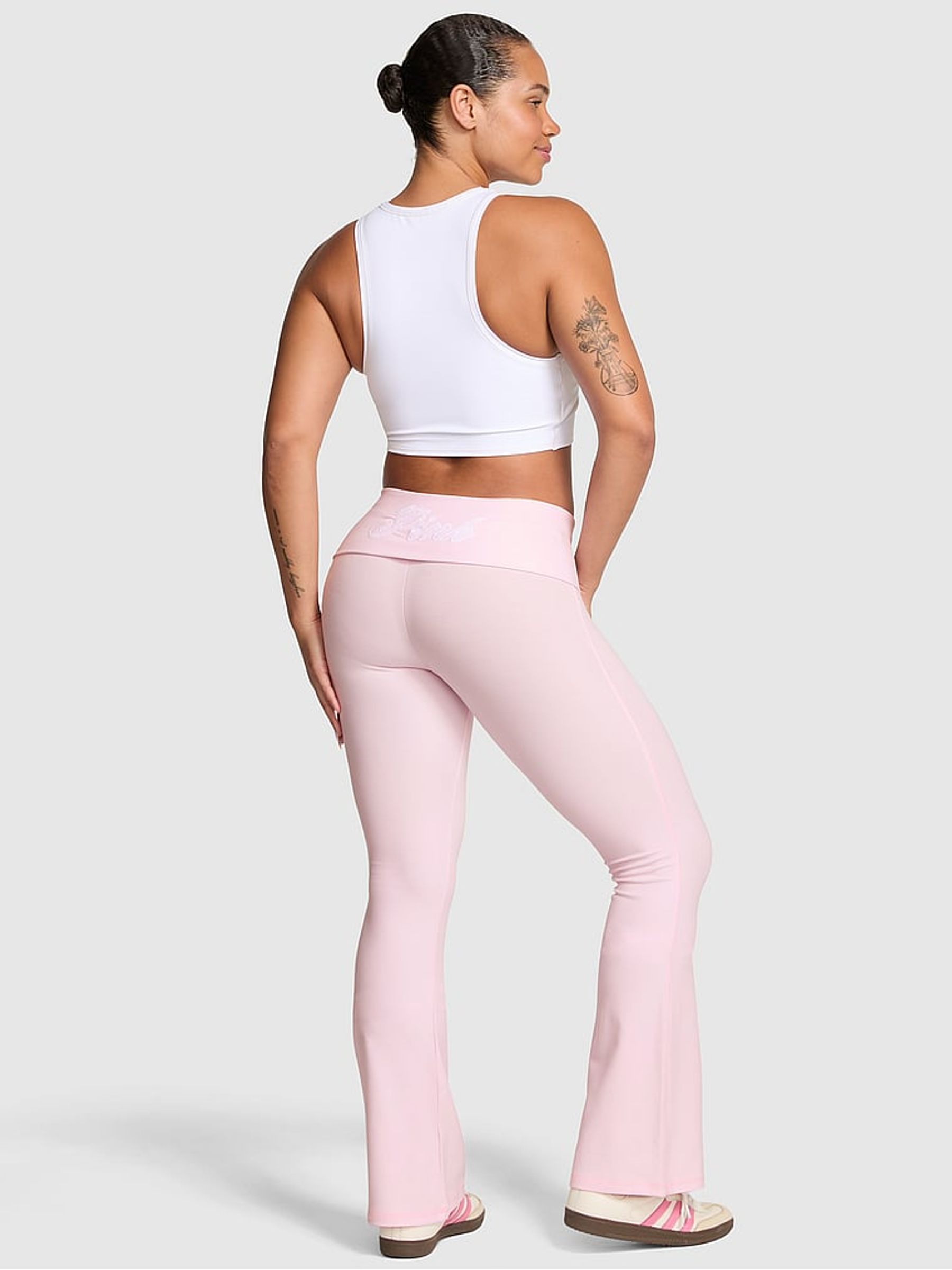 Pink Tulip Foldover Flares Leggings - Image 2 of 3