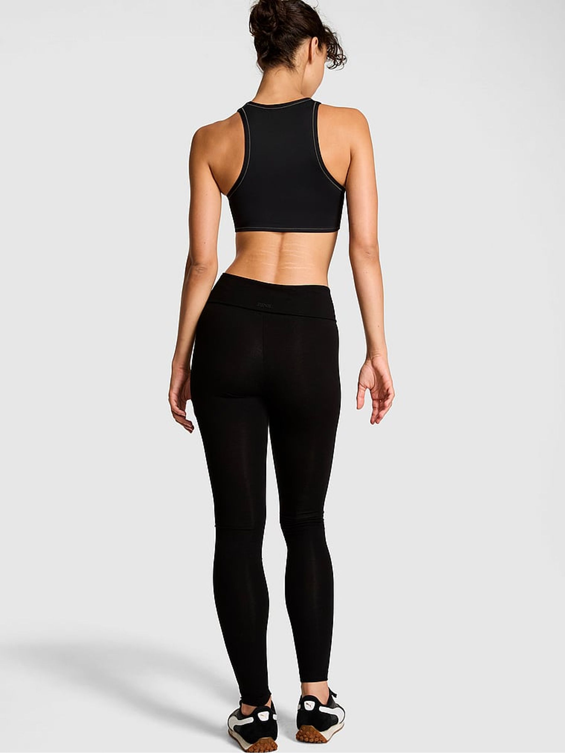 Black Cotton Foldover Leggings - Image 2 of 3 Black Cotton Foldover Leggings - Image 2 of 3